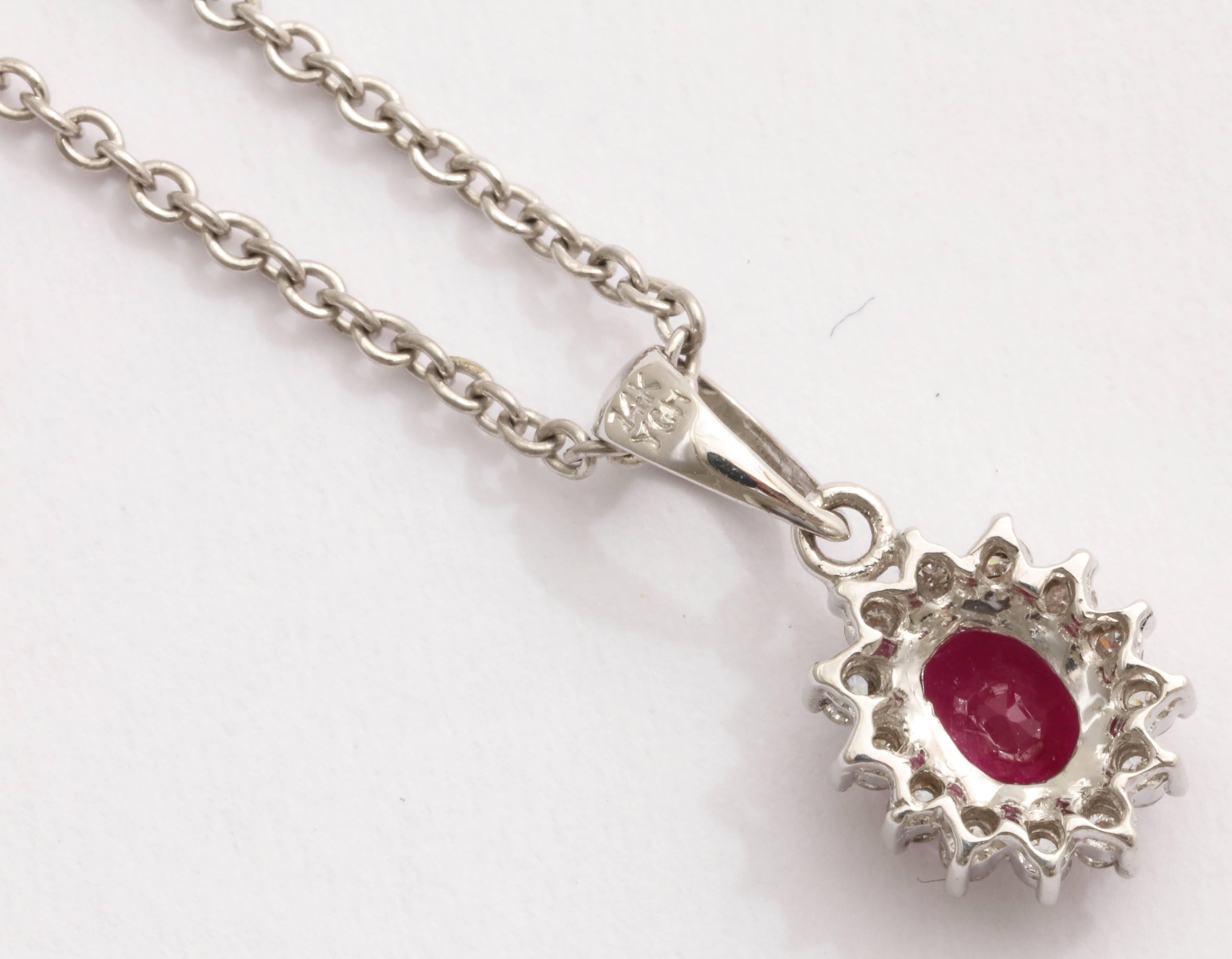 Charming Ruby and Diamond Pendant In New Condition For Sale In TRYON, NC