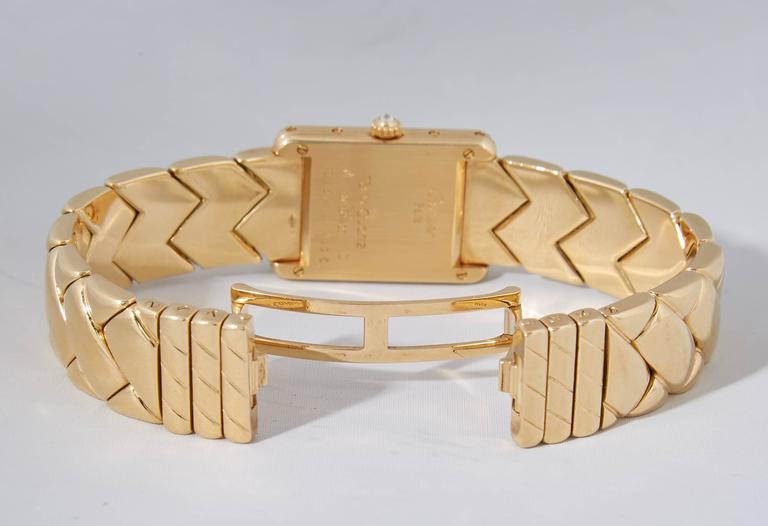 1980's Cartier Paris Woven Pattern Tank Style Gold and Diamond Watch at ...