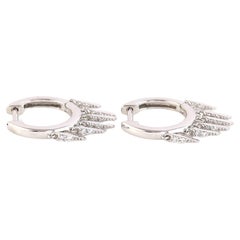 Fringe Diamonds Huggies Earrings Made In 18K White Gold