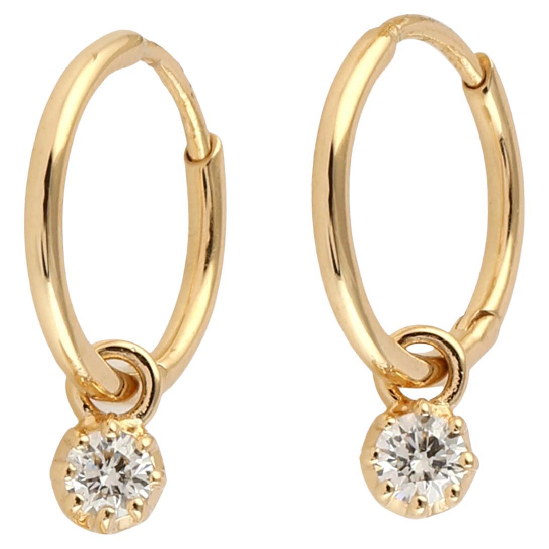 Rose Cut Diamonds Hoop Earrings Made In 18k yellow Gold For Sale