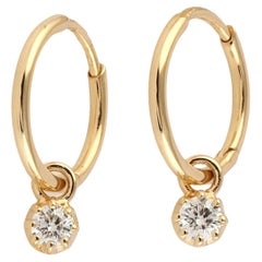 Rose Cut Diamonds Hoop Earrings Made In 18k yellow Gold