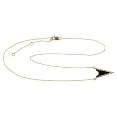 Black Onyx & Diamond Pendant Chain Necklace Made In 18k Yellow Gold