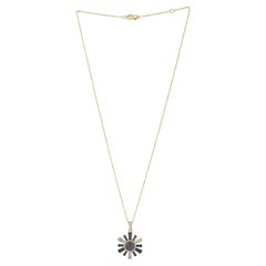 Collier à pendentifs en or jaune 18k avec pierres multiples et diamants en forme de baguette