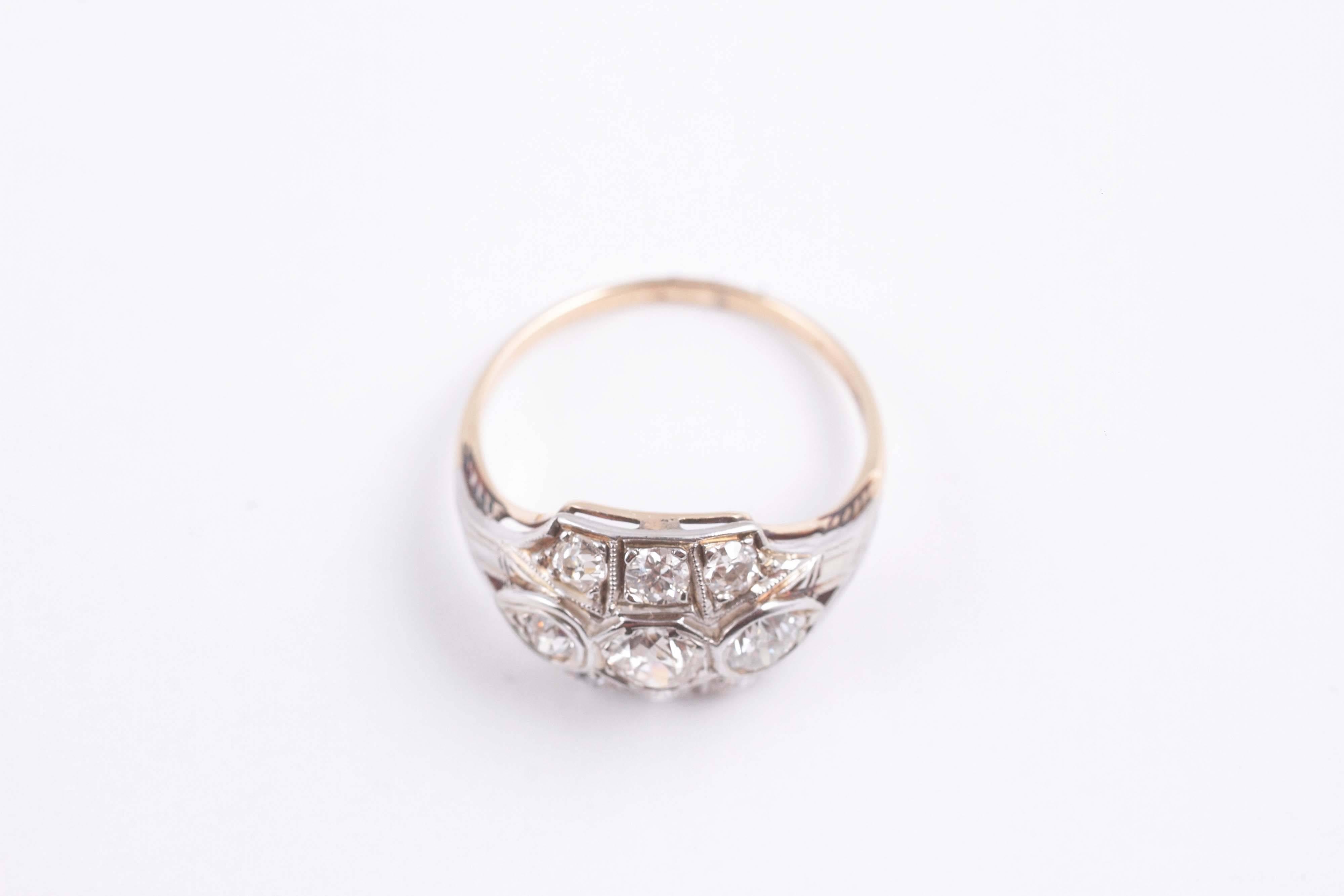 1.20 Carats Old European Cut Diamond Wedding Ring in 14 Karat Gold 2