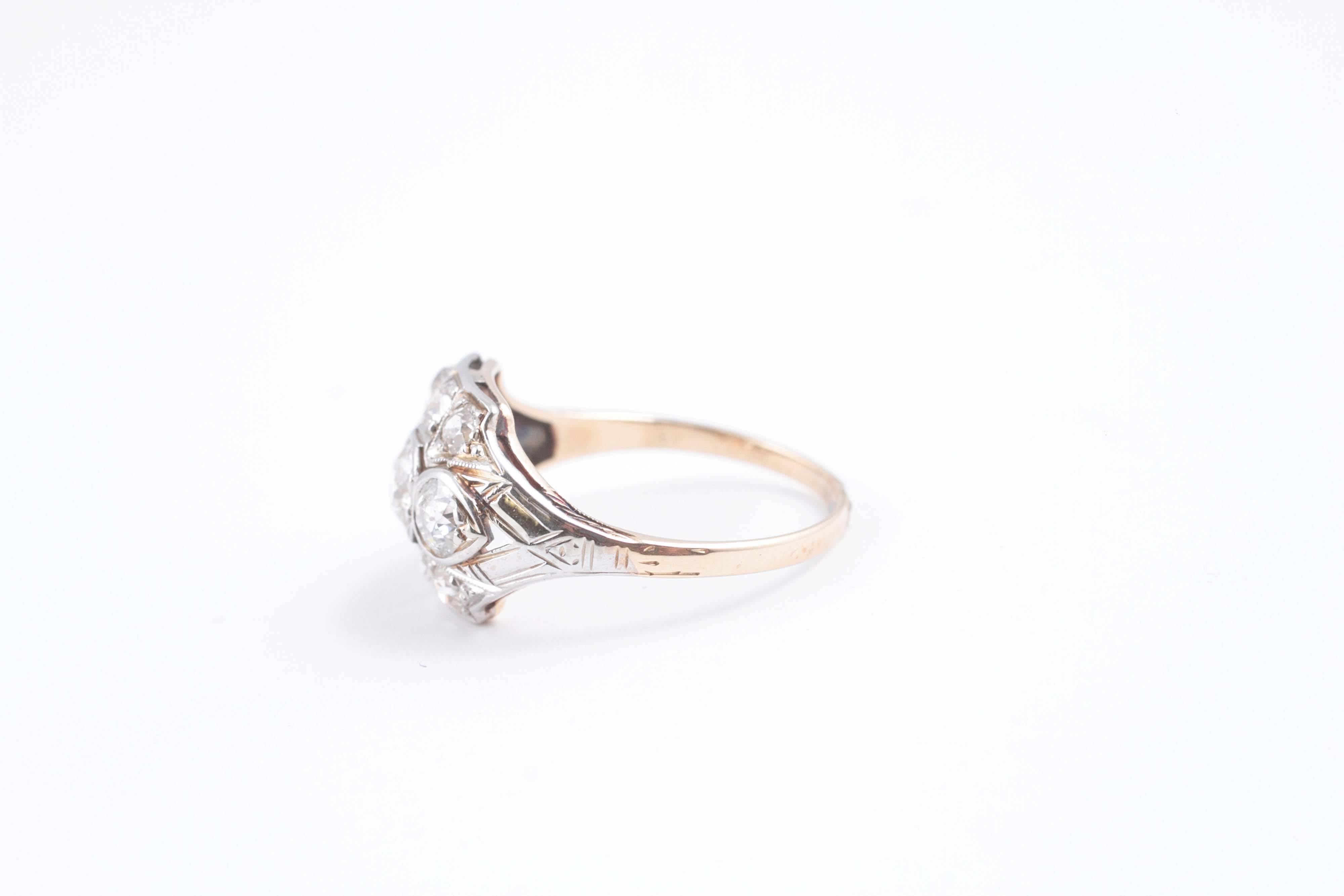 1.20 Carats Old European Cut Diamond Wedding Ring in 14 Karat Gold 3