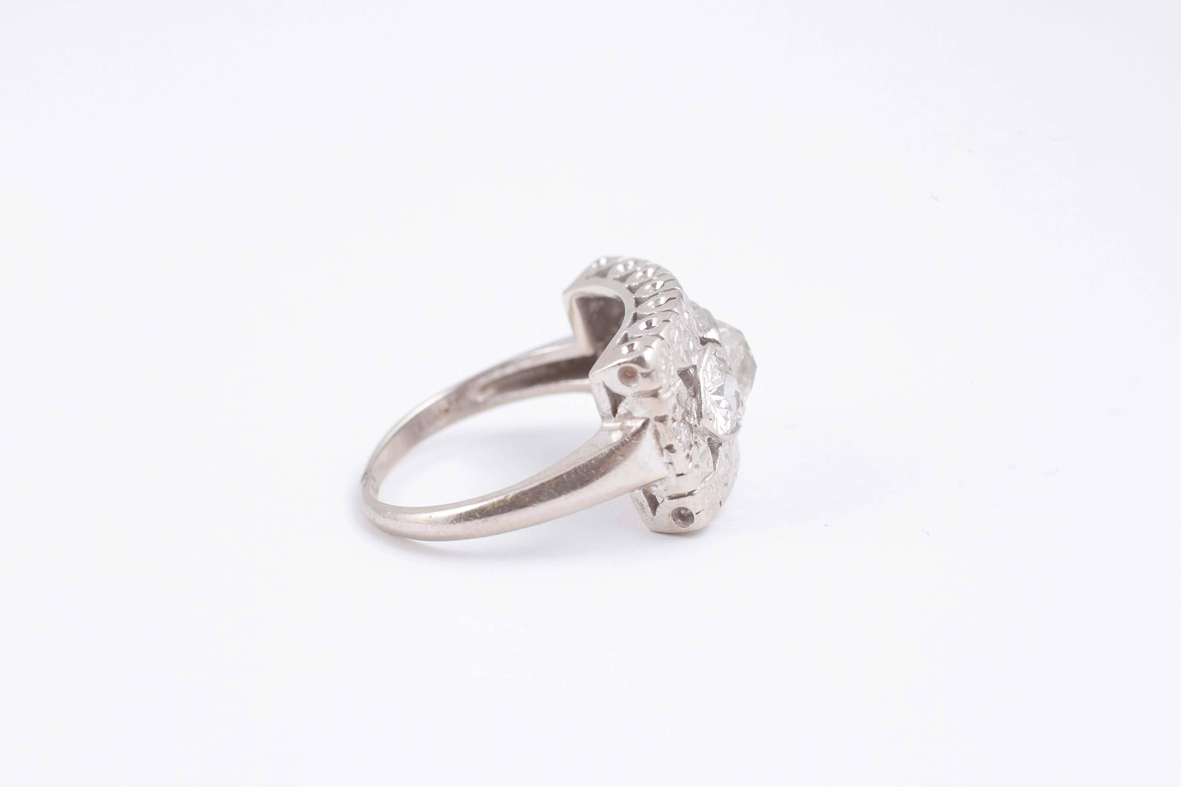 Women's 1.15 Carat Old European and Old Mine Cut Diamonds Gold Wedding Ring