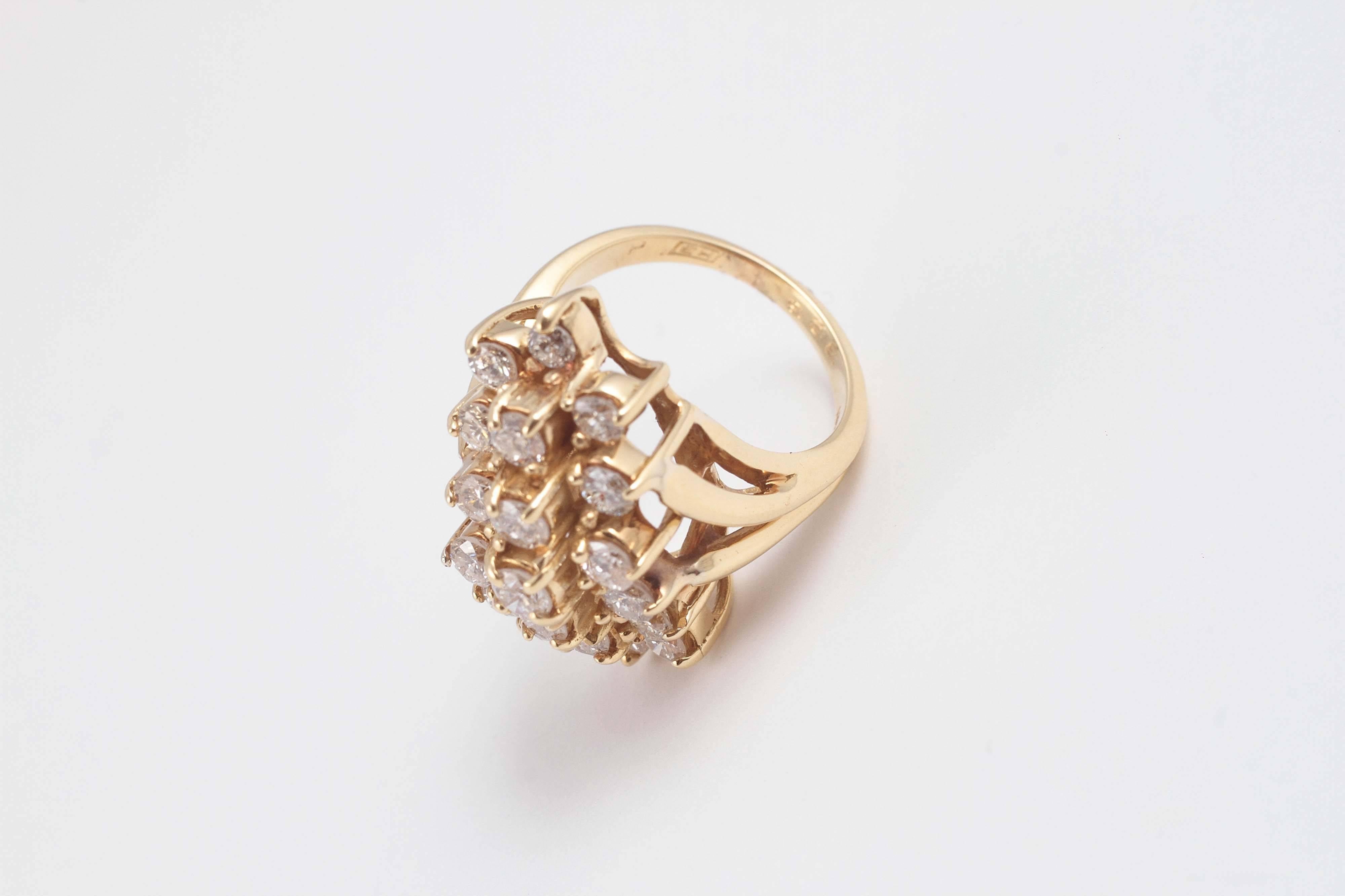 2.00 Karat Diamant Gold Wasserfall Ring (Zeitgenössisch)