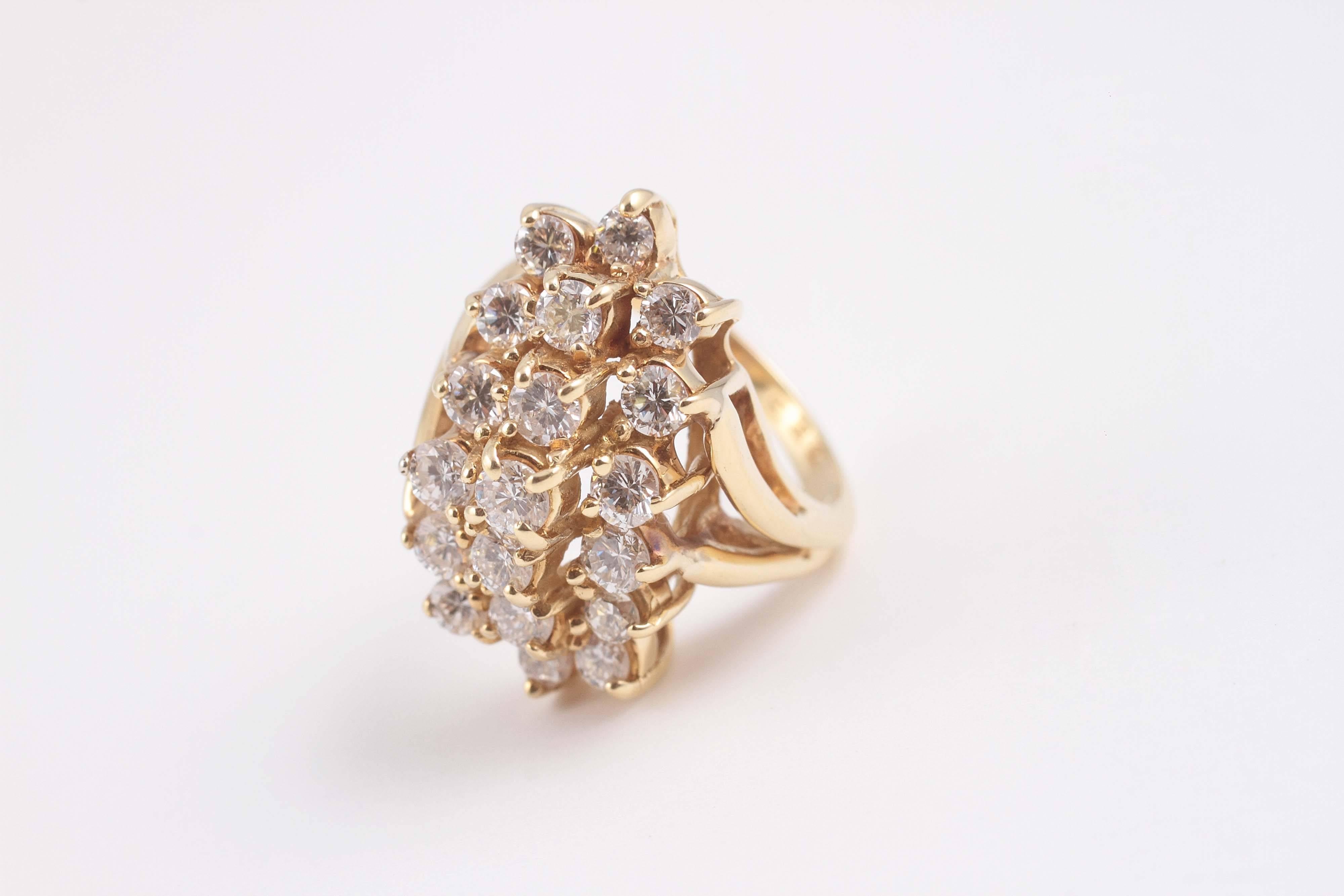 Women's 2.00 Carat Diamond Gold Waterfall Ring