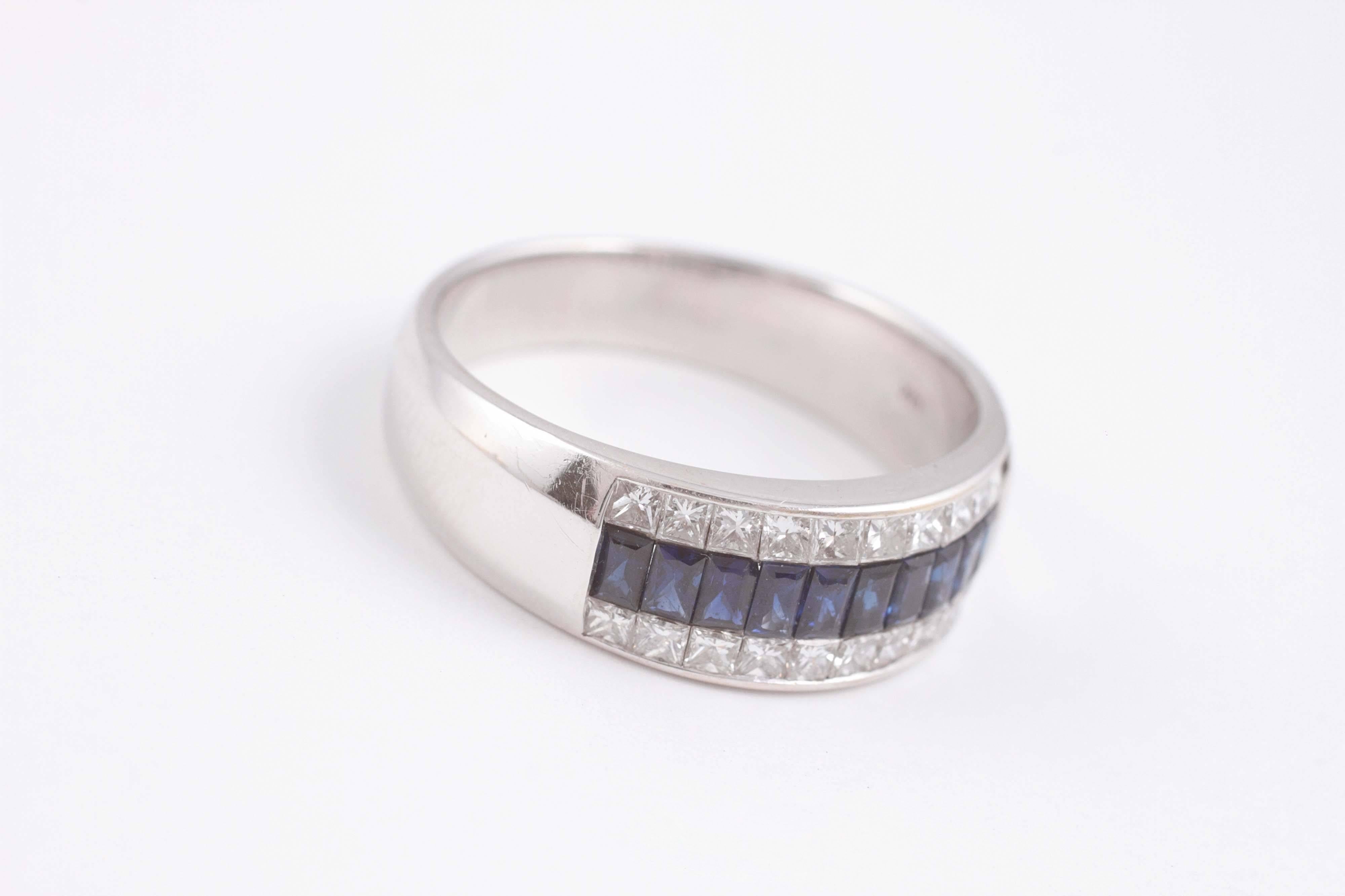 Beautiful look for a man or woman!  In 18 karat white gold, size 12.