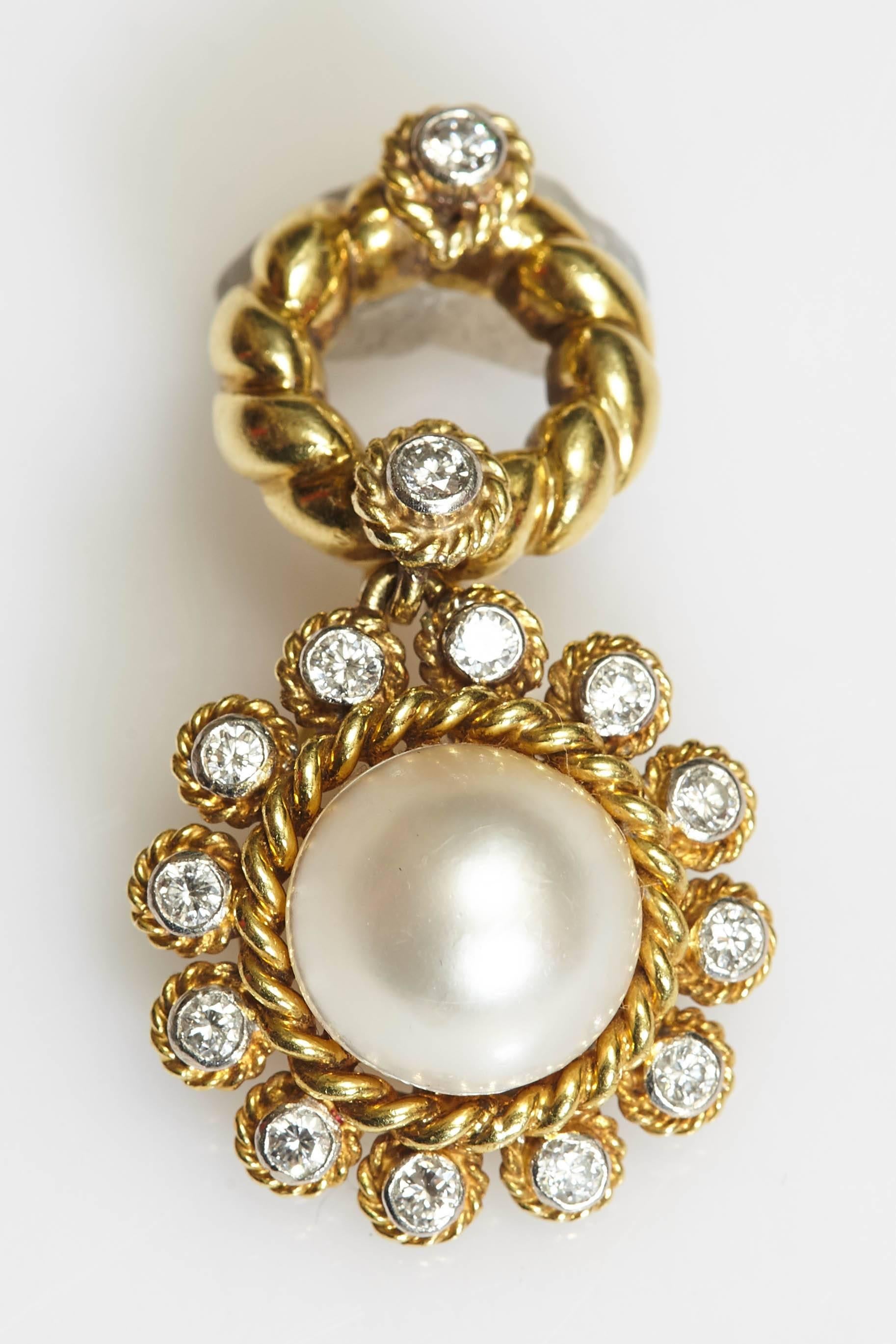 Pearl Diamond Gold Set  For Sale 2