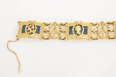 1905 Lucien Gautrait  Art Nouveau Champleve Enamel Gold Bracelet