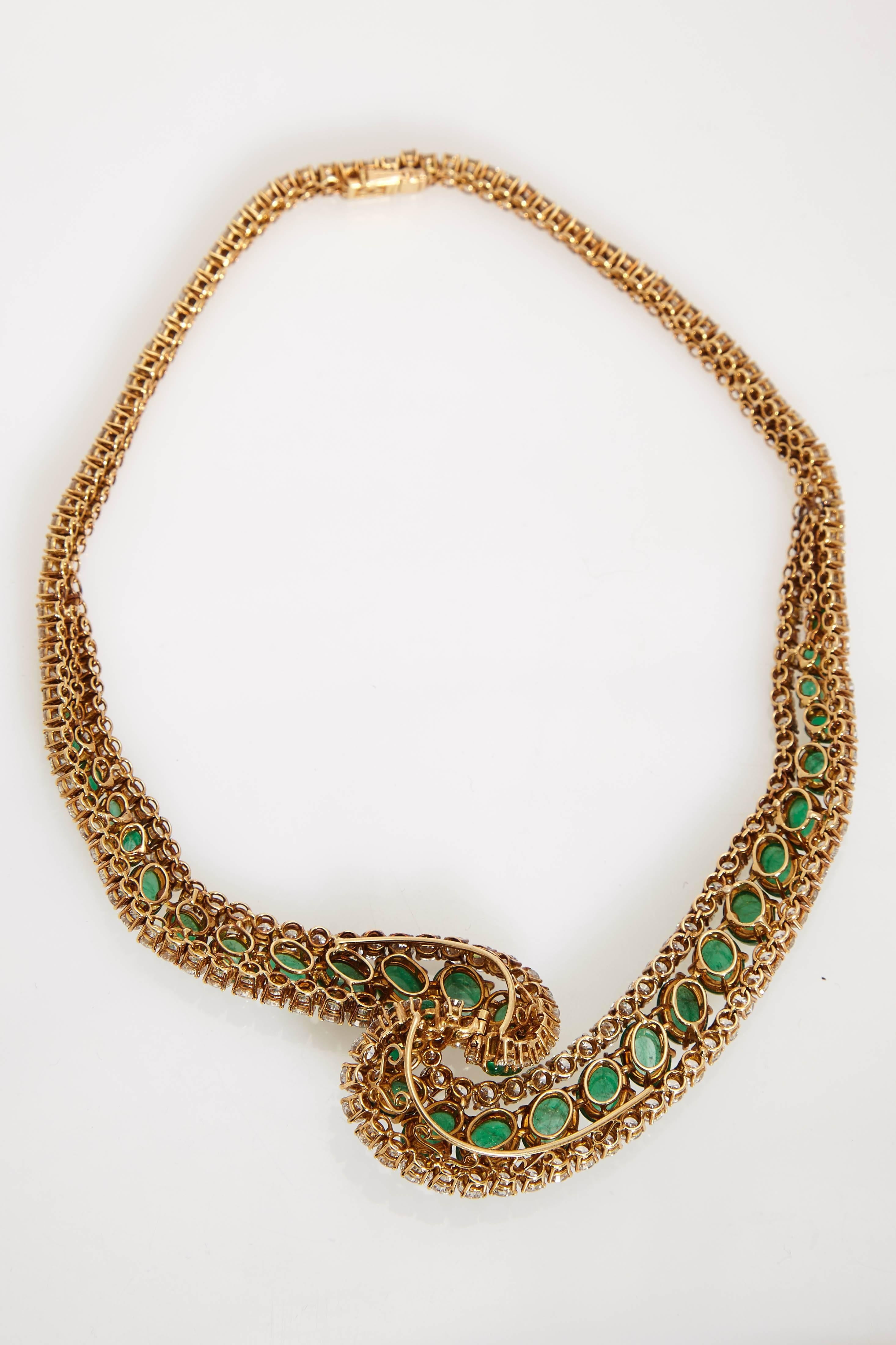 Women's Cabochon Emerald and Diamond Necklace