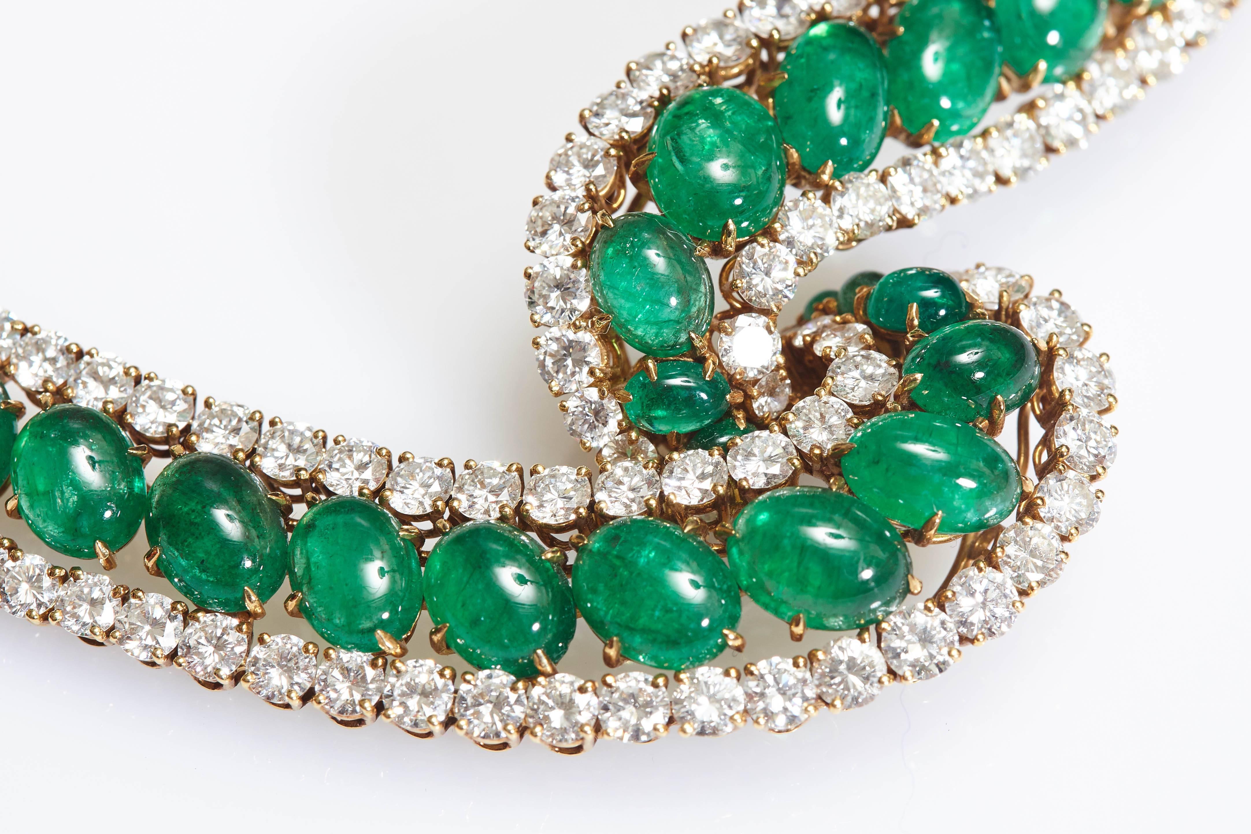 Cabochon Emerald and Diamond Necklace 1