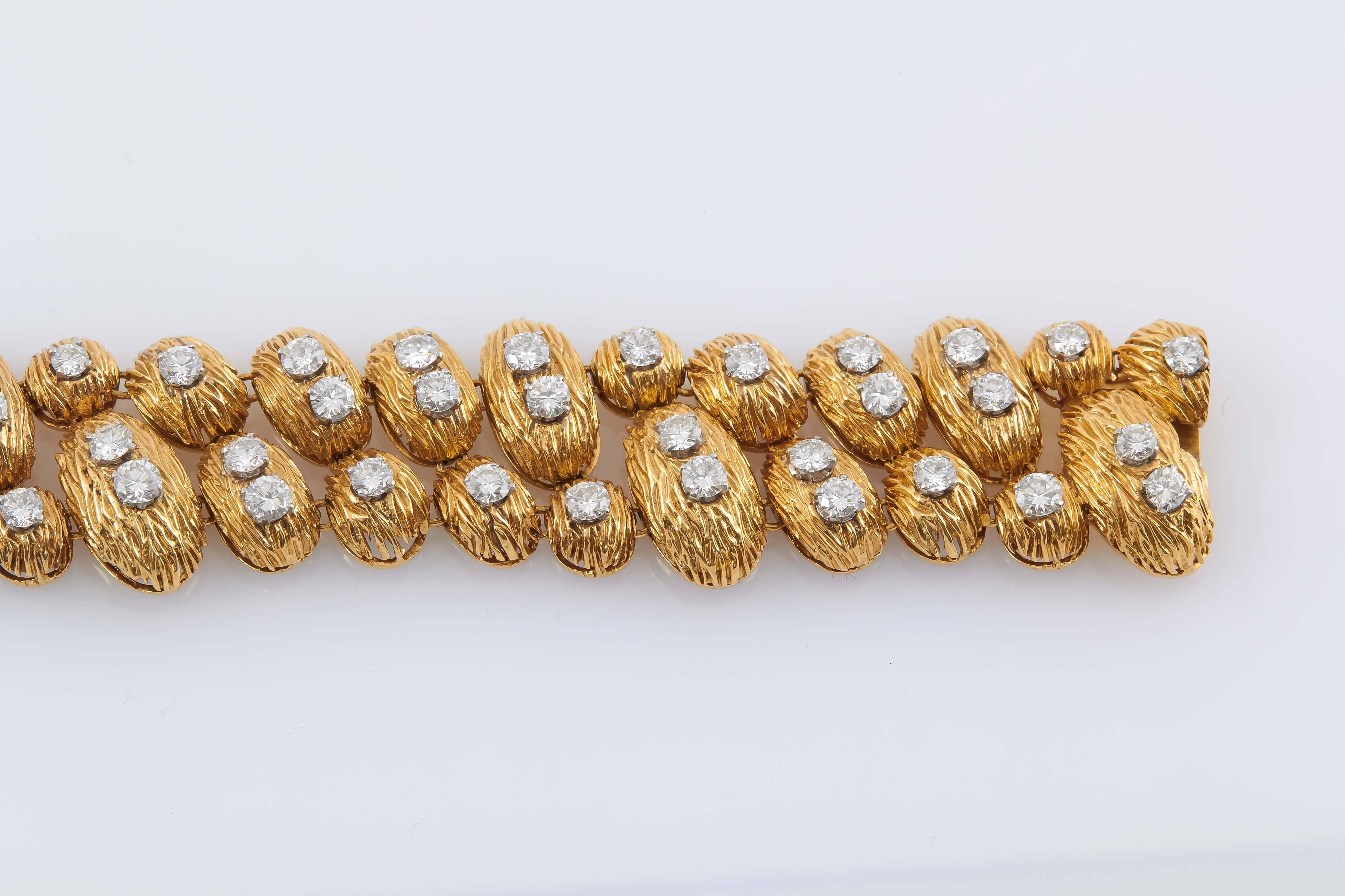 Vintage Van Cleef & Arpels 18K yellow gold bracelet with diamonds totaling approximately 7.50 carats.  