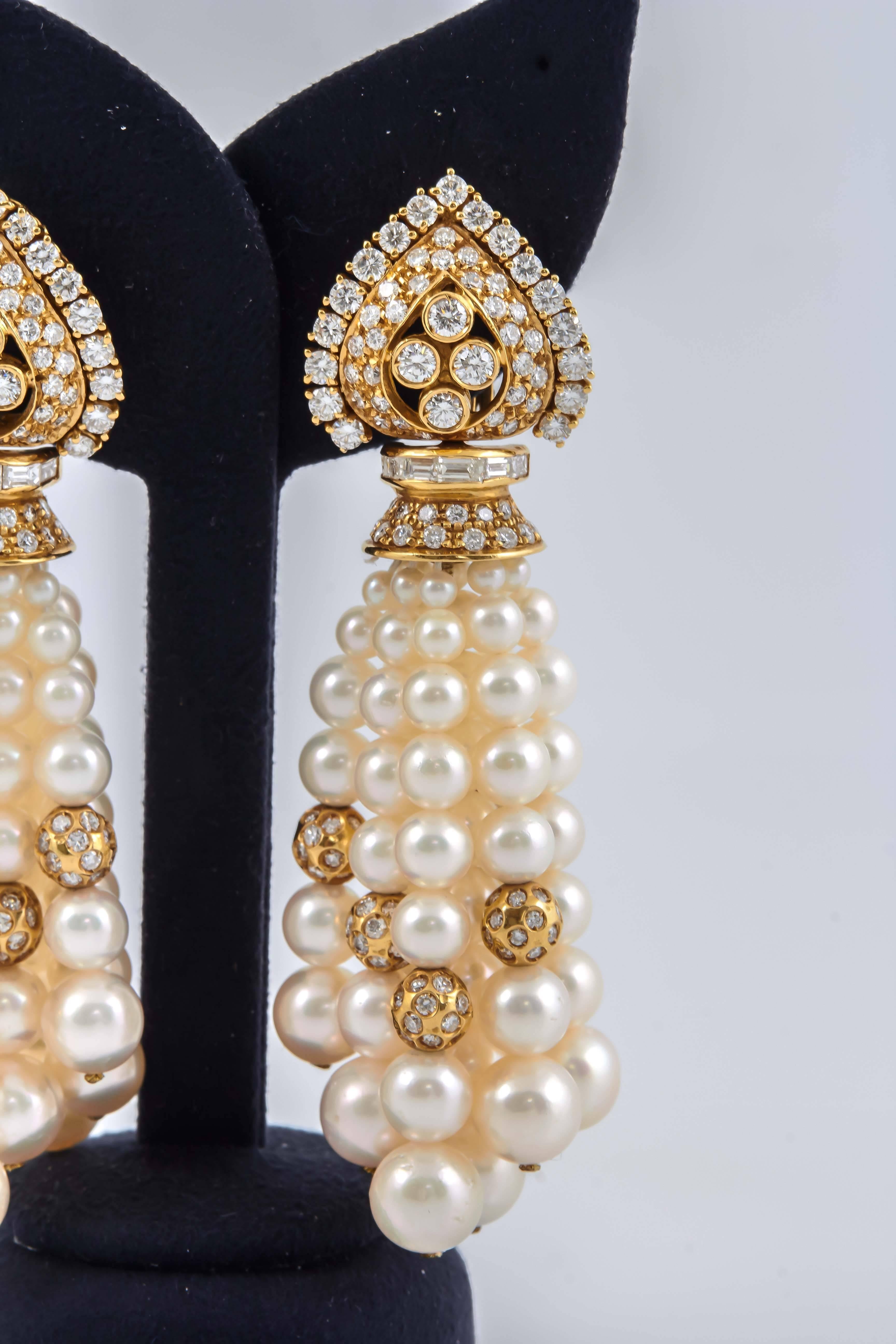 Pearl Diamond Gold Tassel Earrings At 1stDibs pearl-diamond-gold-tassel-earrings-at-1stdibs