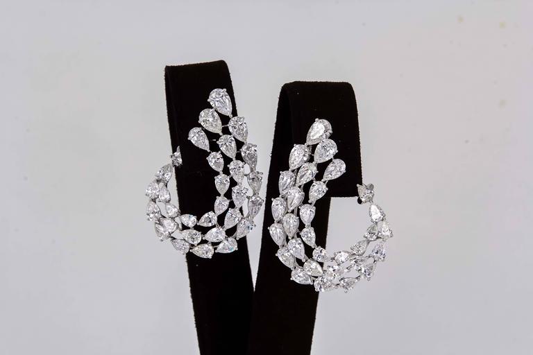 Pear Cut Diamond Scene Stunning Pear Shaped Diamond Gold Swirl Earrings For Sale