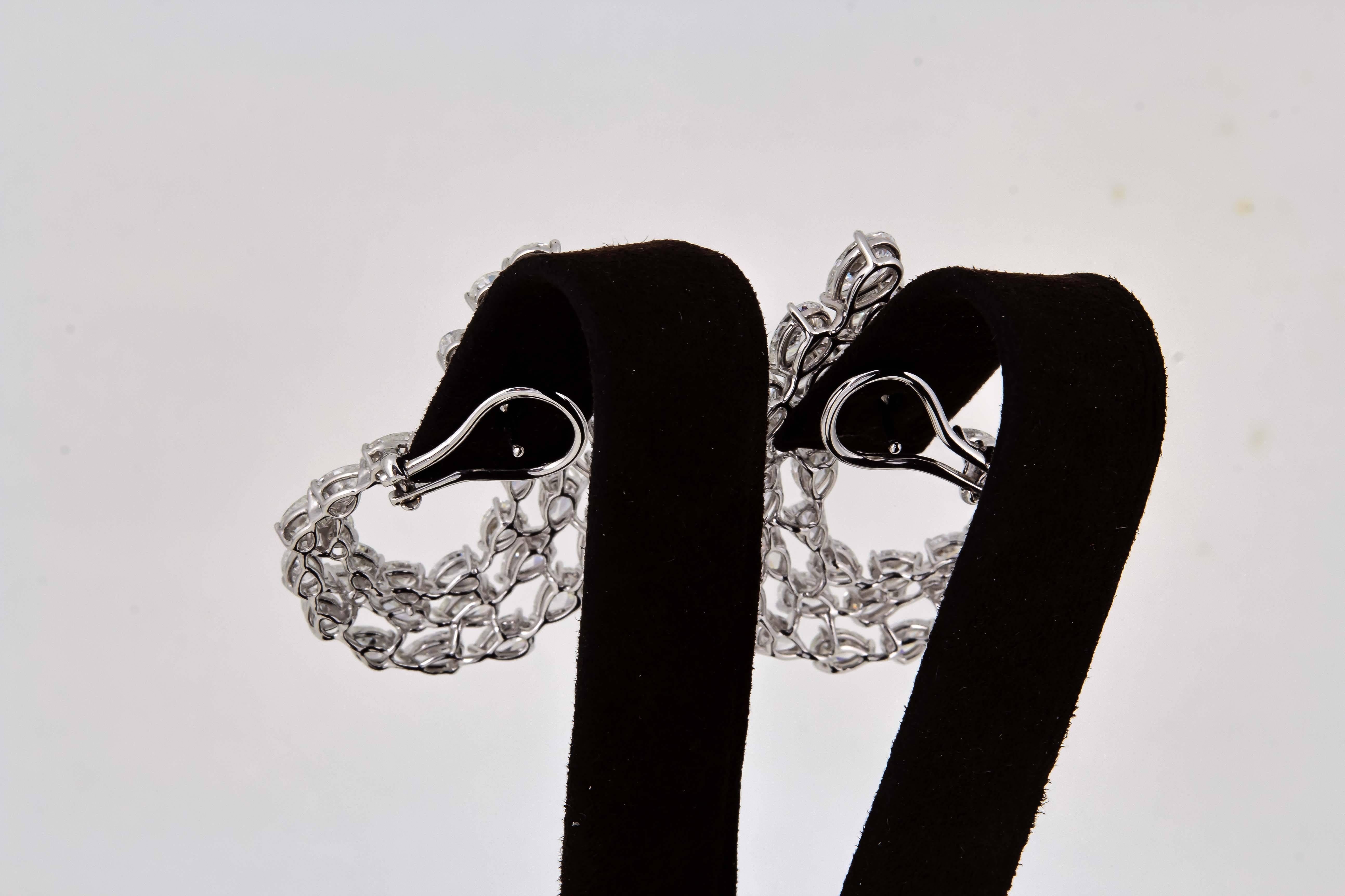 Diamond Scene Stunning Pear Shaped Diamond Gold Swirl Earrings For Sale 3