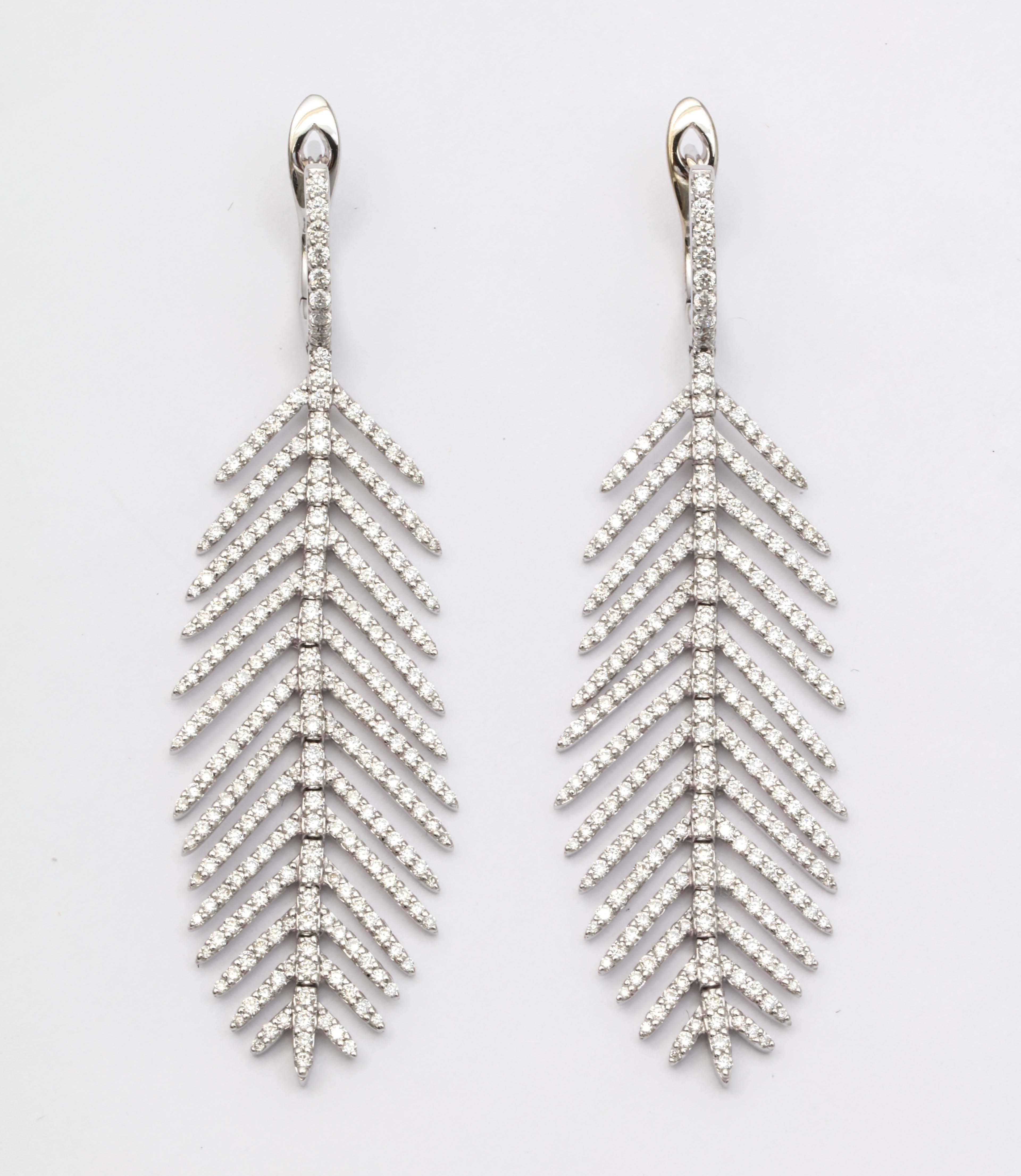 feather diamond earrings