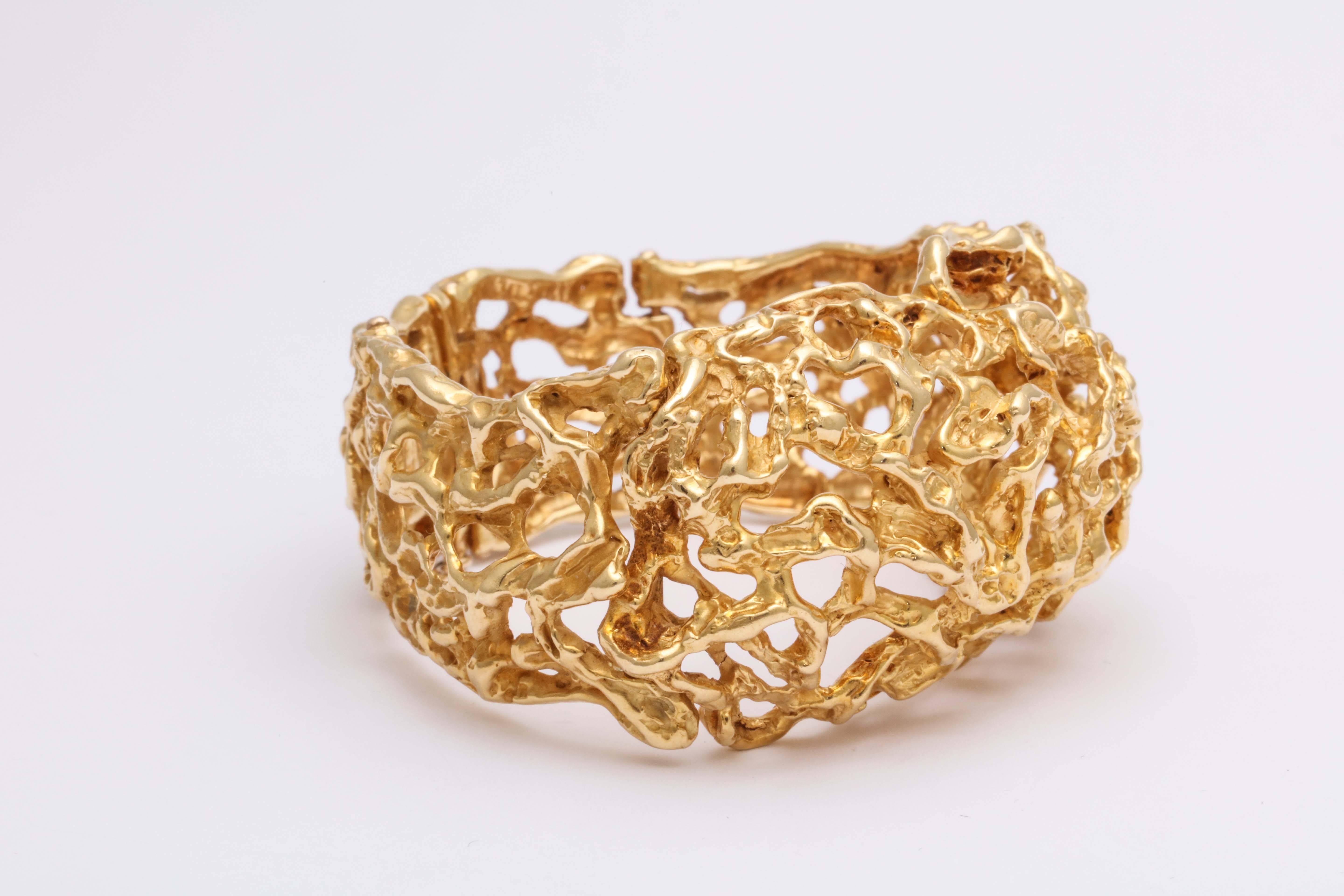 Contemporary Arthur King  Modernist Gold Openwork Bracelet 