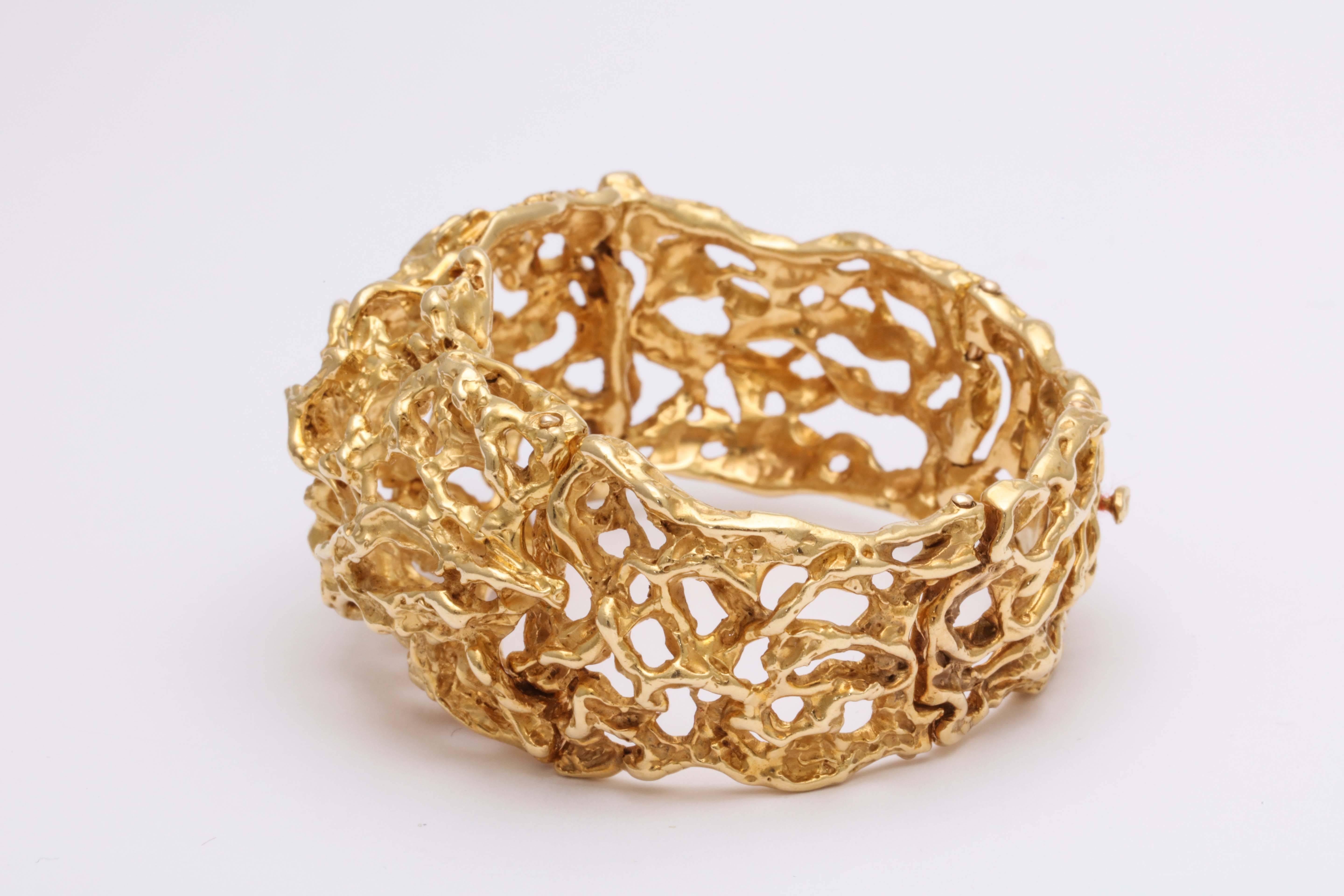 Arthur King  Modernist Gold Openwork Bracelet  In Excellent Condition In New York, NY