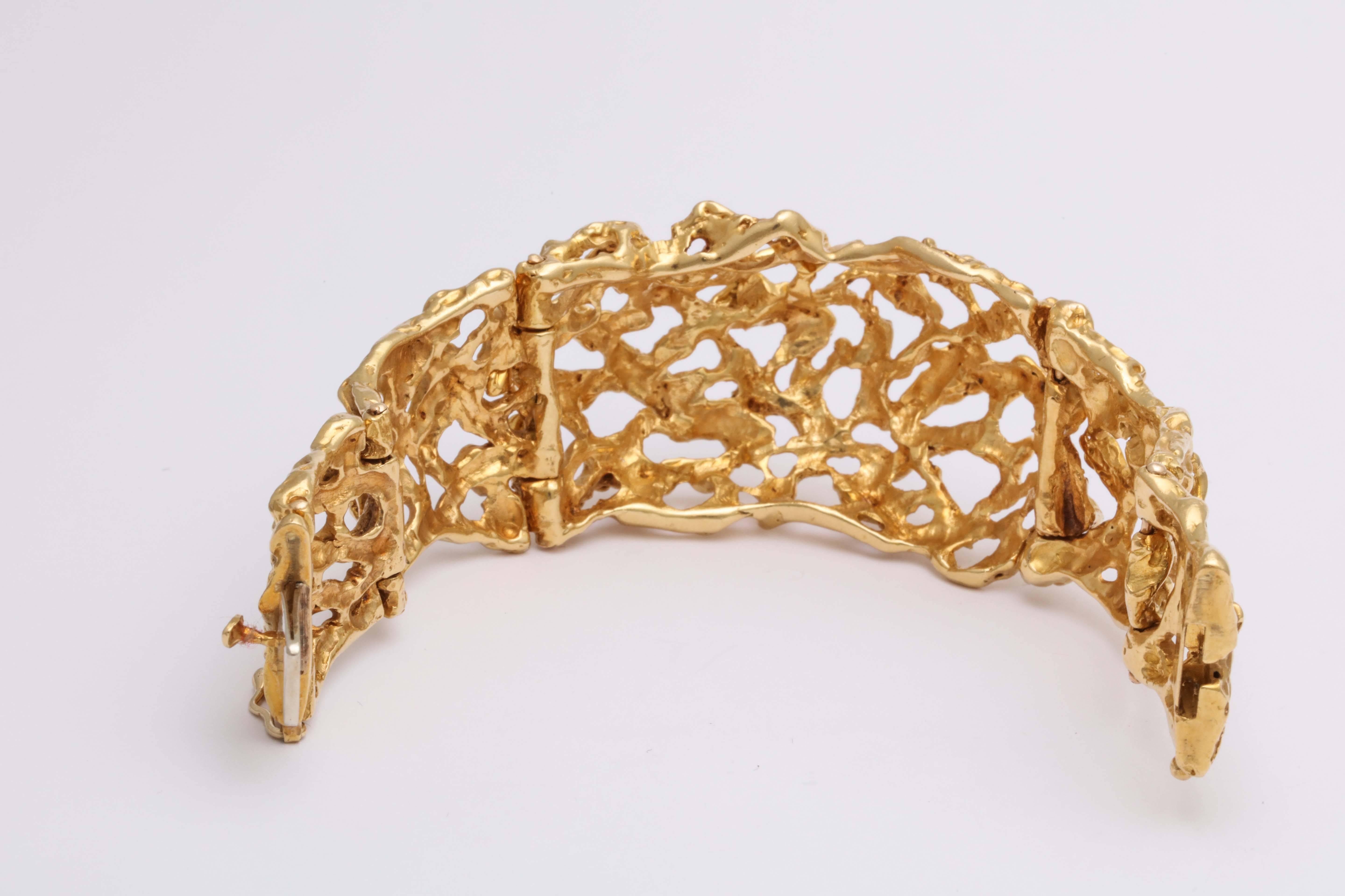 Arthur King  Modernist Gold Openwork Bracelet  1