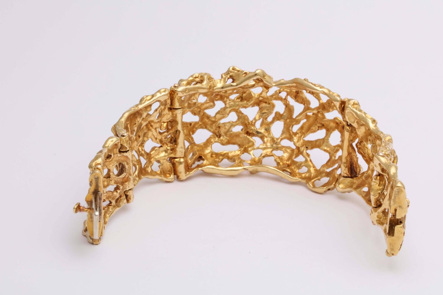 Arthur King Modernist Gold Openwork Bracelet at 1stdibs