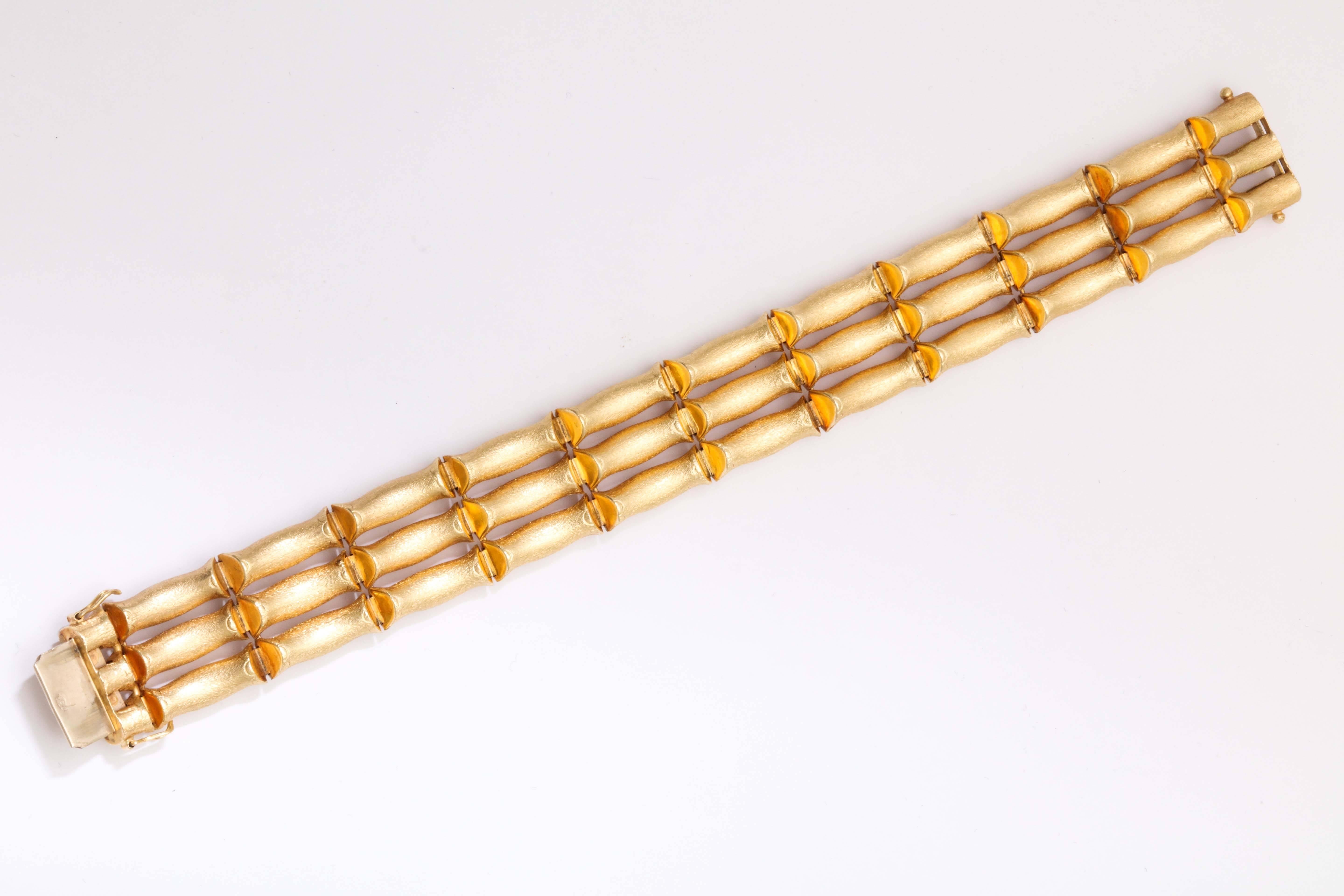 Classic brushed finish Gold Bamboo Bracelet 1