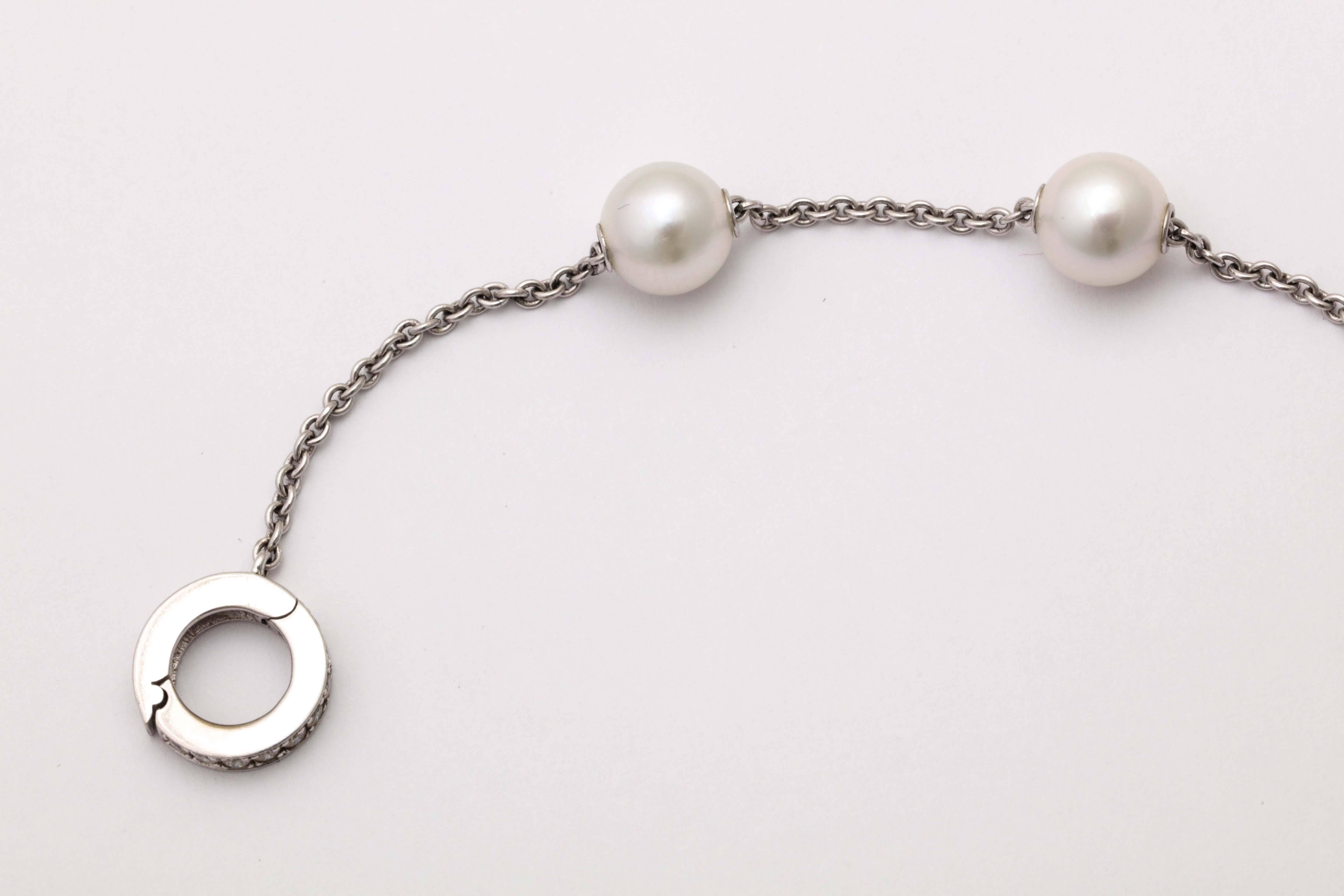 Women's Mikimoto Cultured Pearl Diamond Chain Necklace