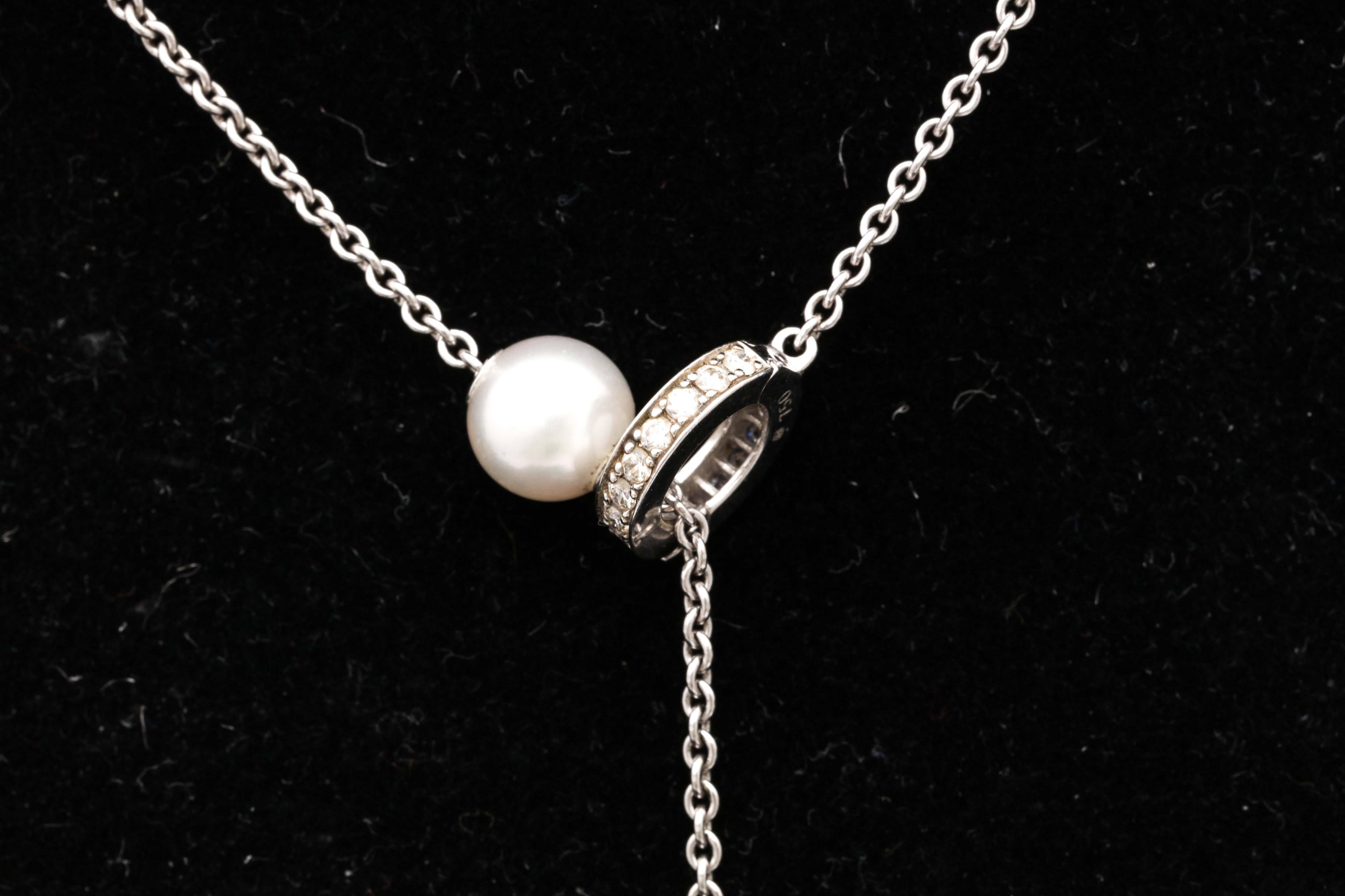 Mikimoto Cultured Pearl Diamond Chain Necklace 4