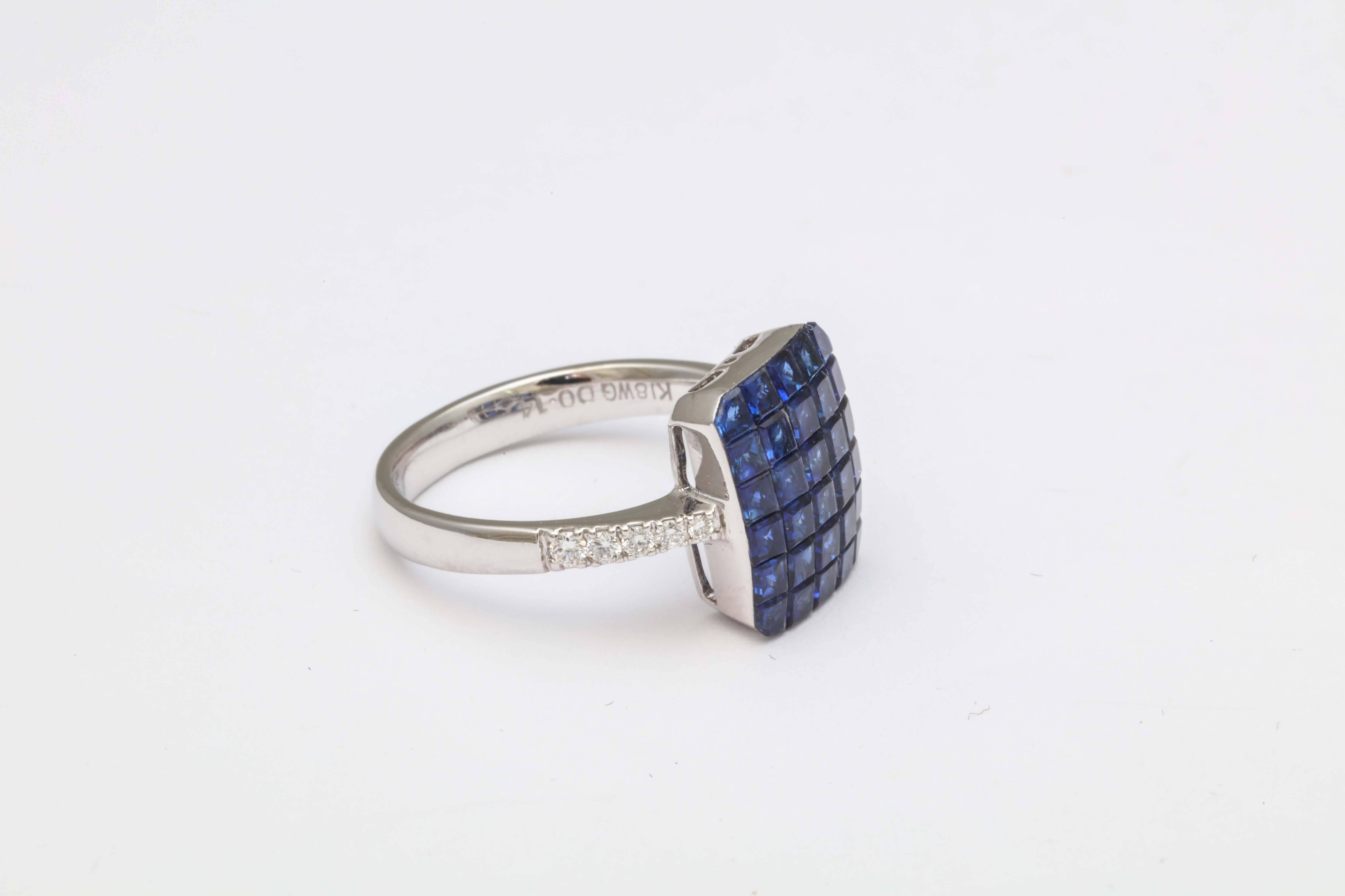 Women's Invisible Set Sapphire and Diamond Ring