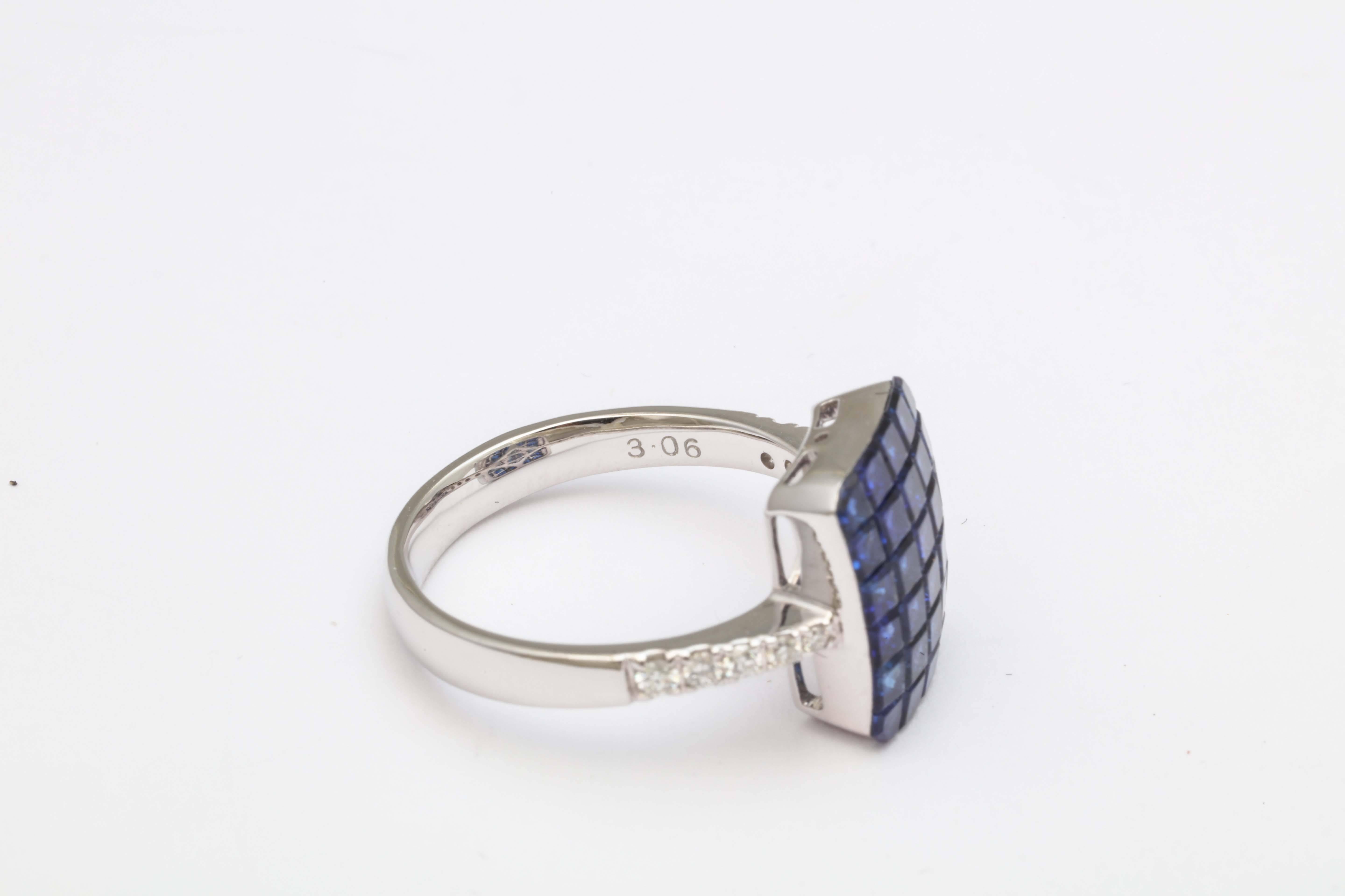 Invisible Set Sapphire and Diamond Ring 2