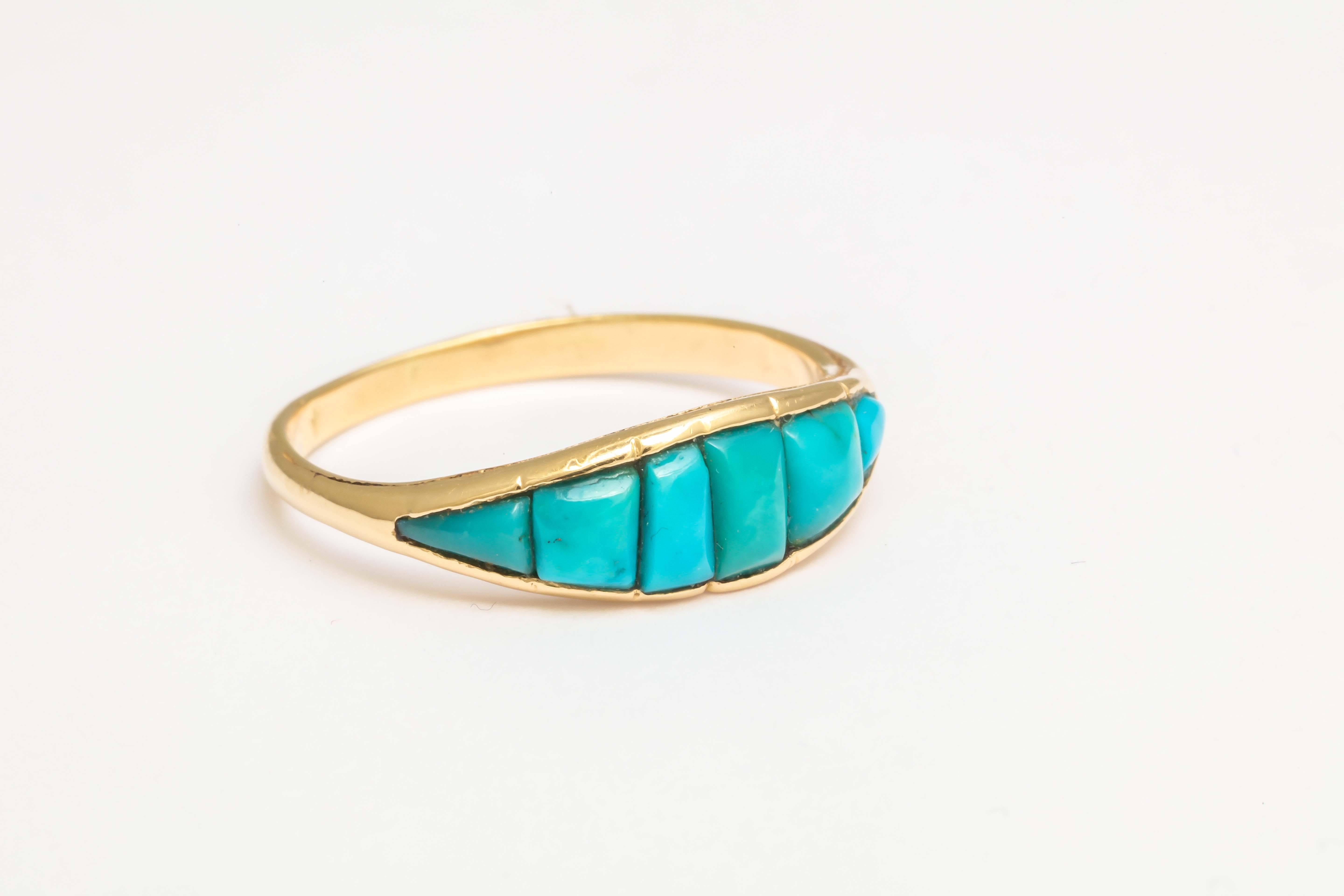 George V 1810s Antique Georgian Persian Turquoise Gold Ring