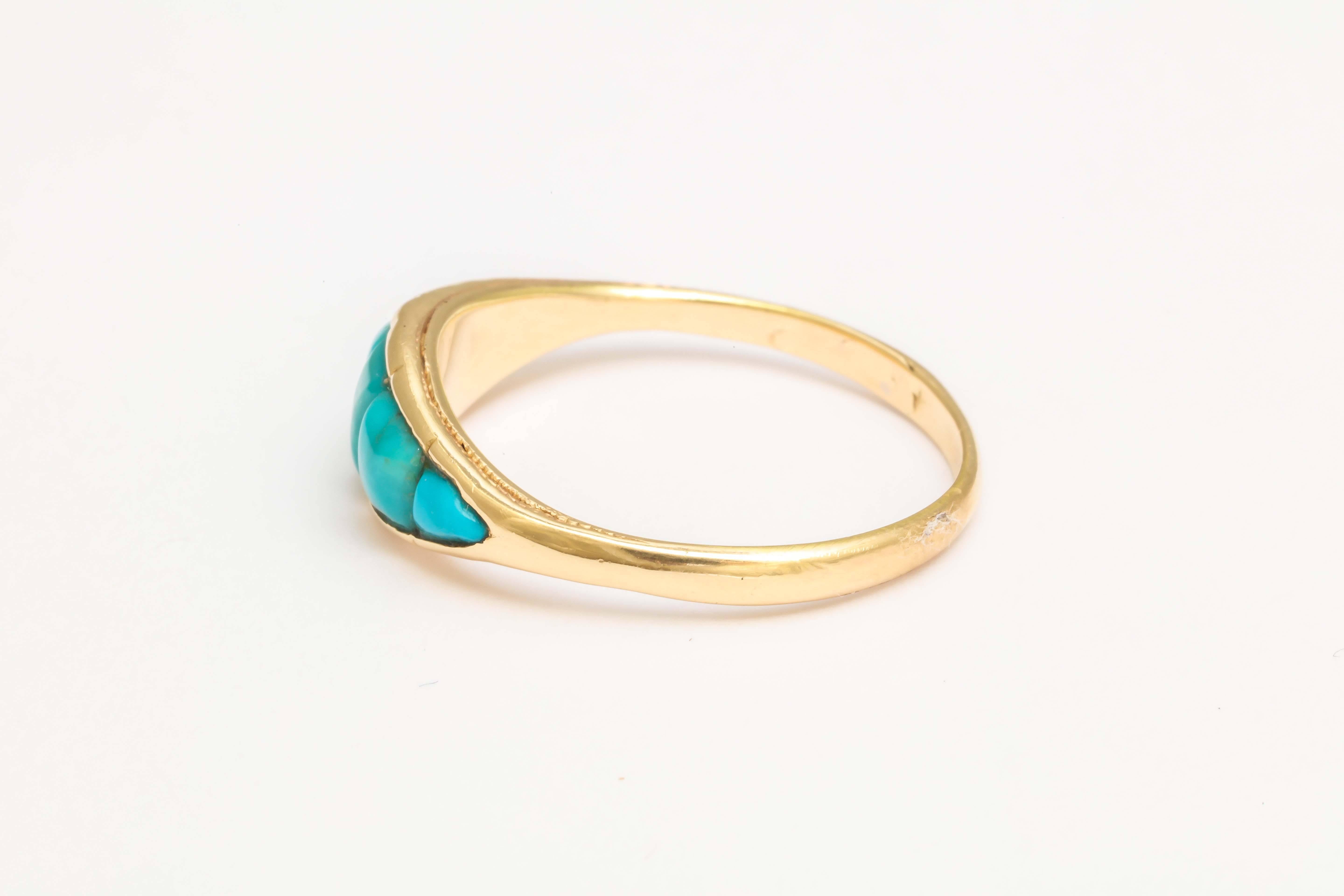 1810s Antique Georgian Persian Turquoise Gold Ring In Excellent Condition In New York, NY