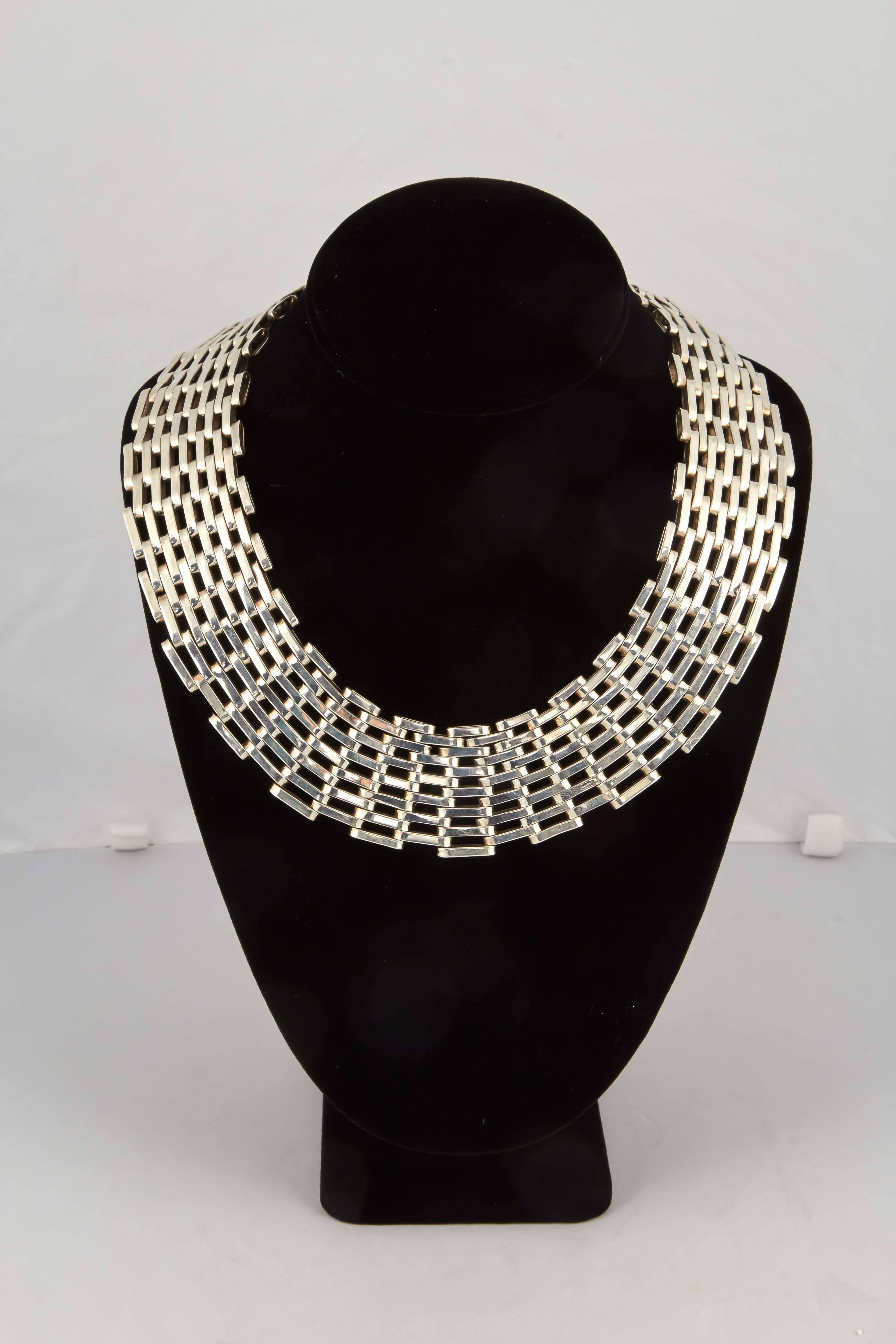 wide silver necklace