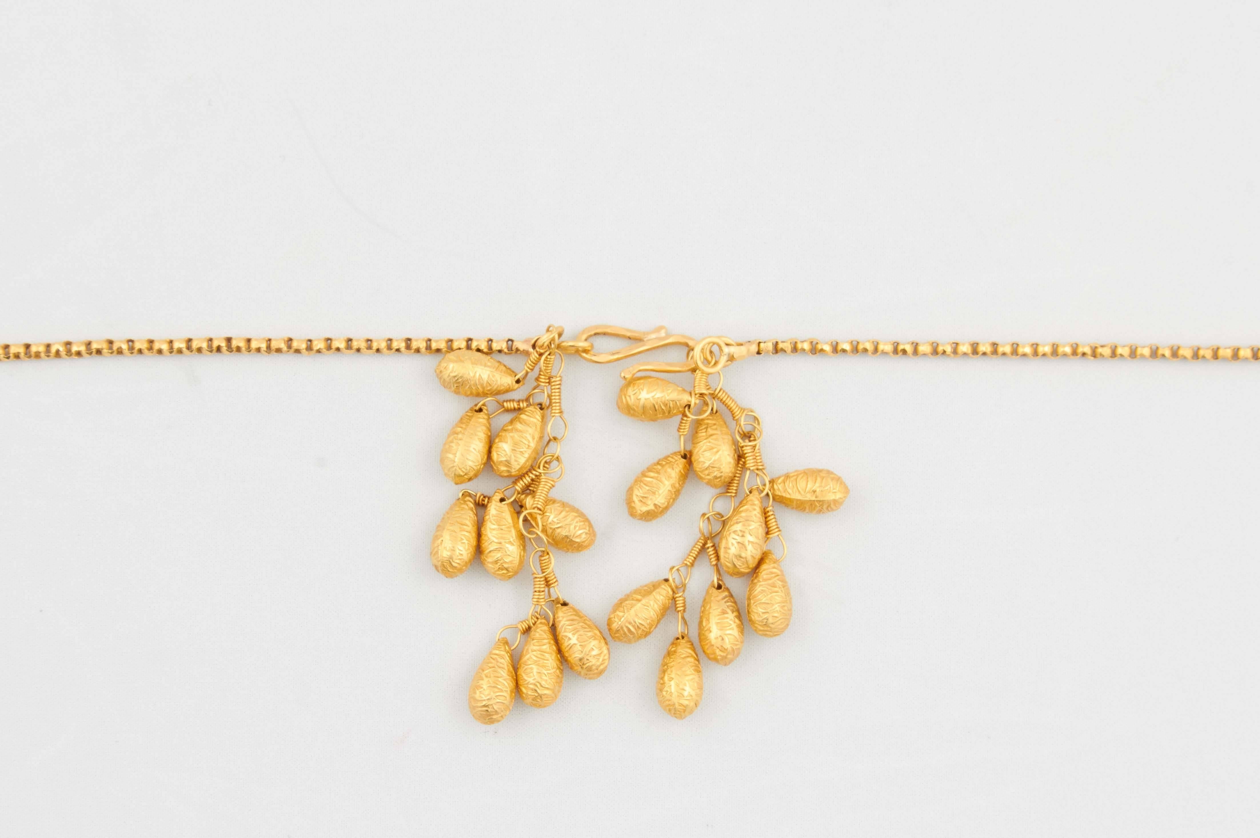 Contemporary Rebecca Koven Gold Grape Vine Pendant Necklace