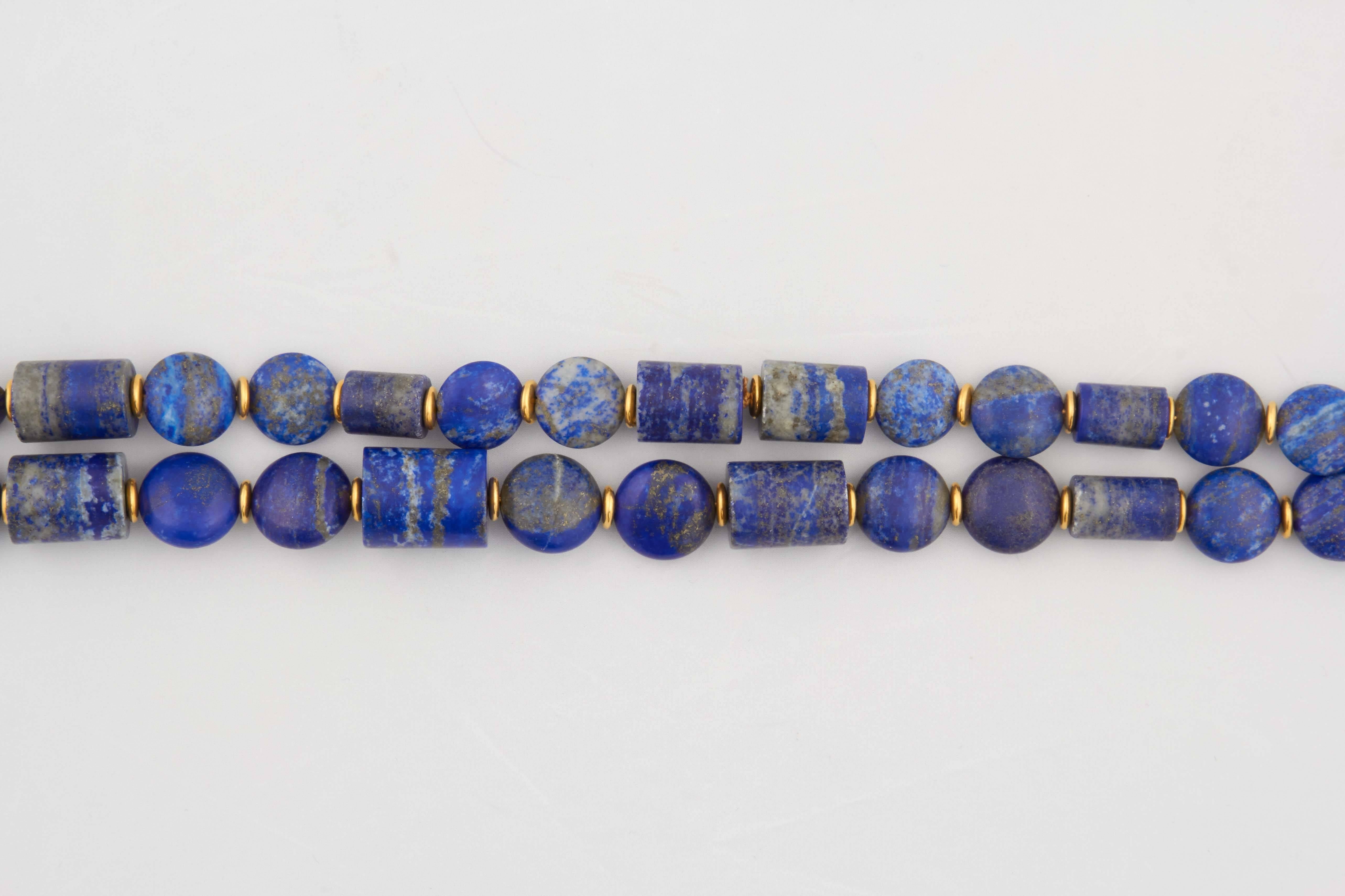 Contemporary Lapis Lazuli Gold Necklace