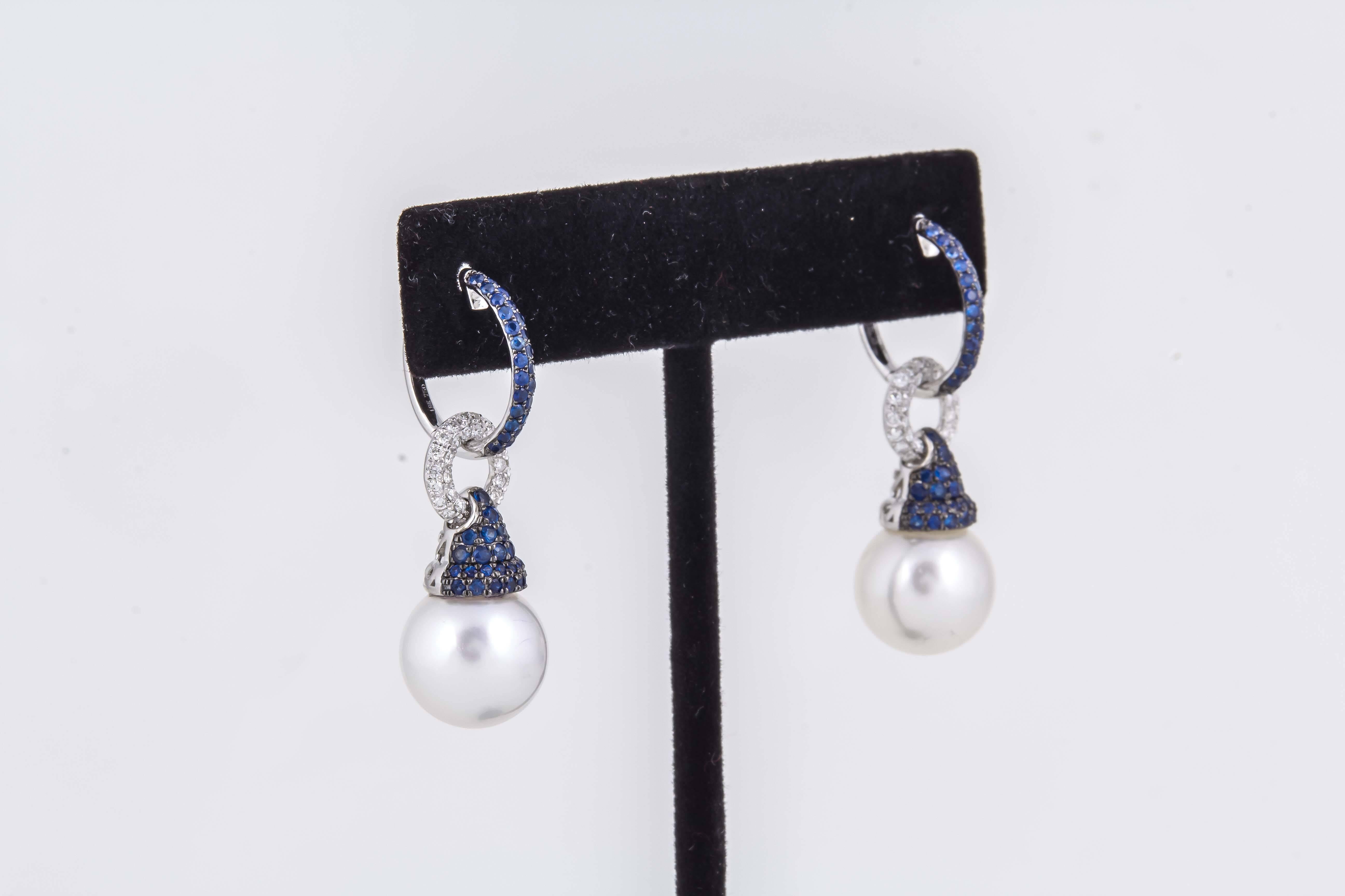 sapphire and pearl earrings