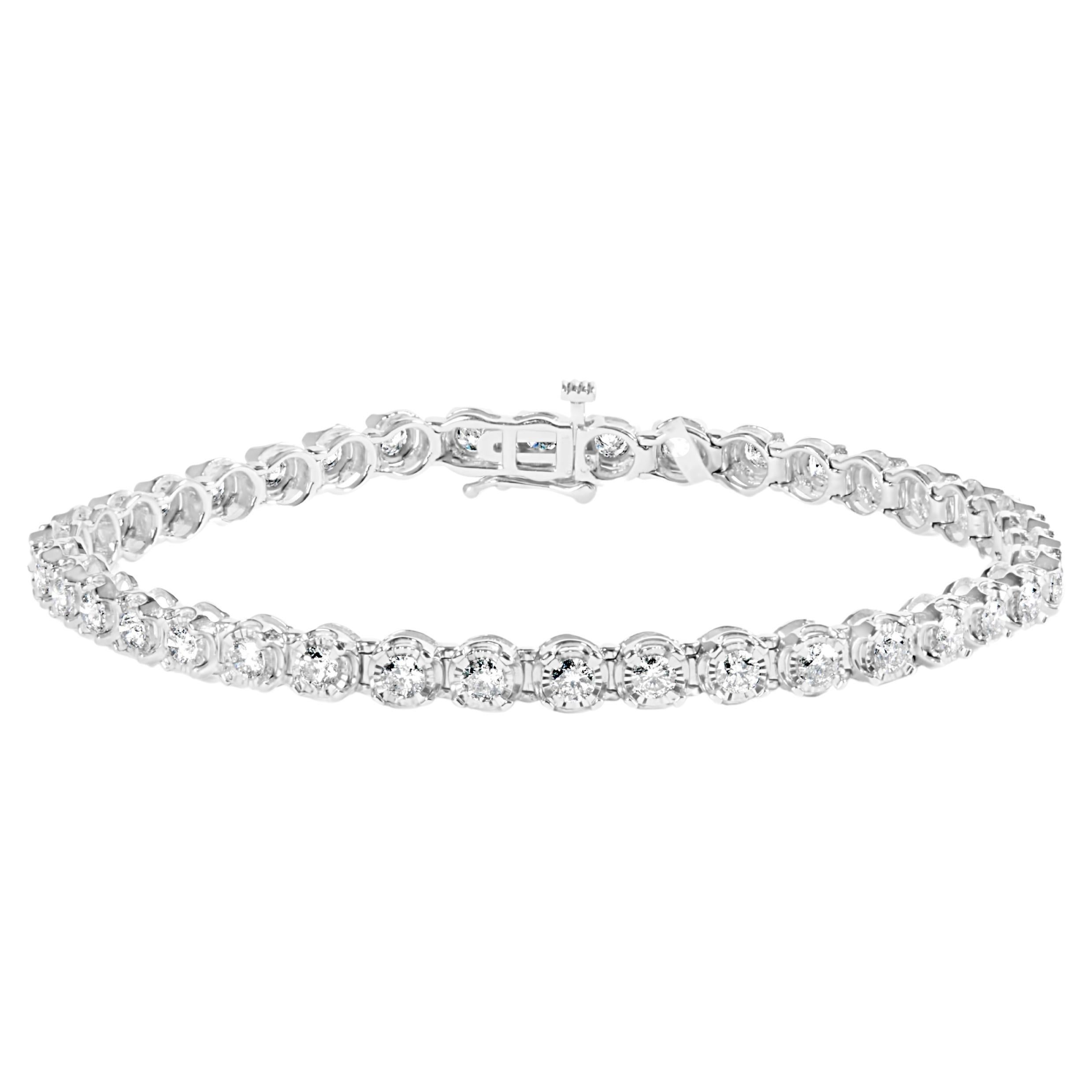 10K Weißgold 3,00 Cttw Miracle Set Diamant Lünette Stil Tennisarmband