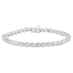 Bracciale da tennis A Link in oro bianco 10K con diamanti incastonati a miracolo da 3,00 Cttw