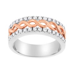 10K White and Rose Gold 1/3ct Diamond Split Shank and Infinity Ribbon Band Ring