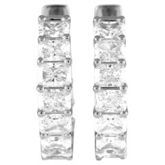18K White Gold 3.40ct Diamond Hoop Earrings
