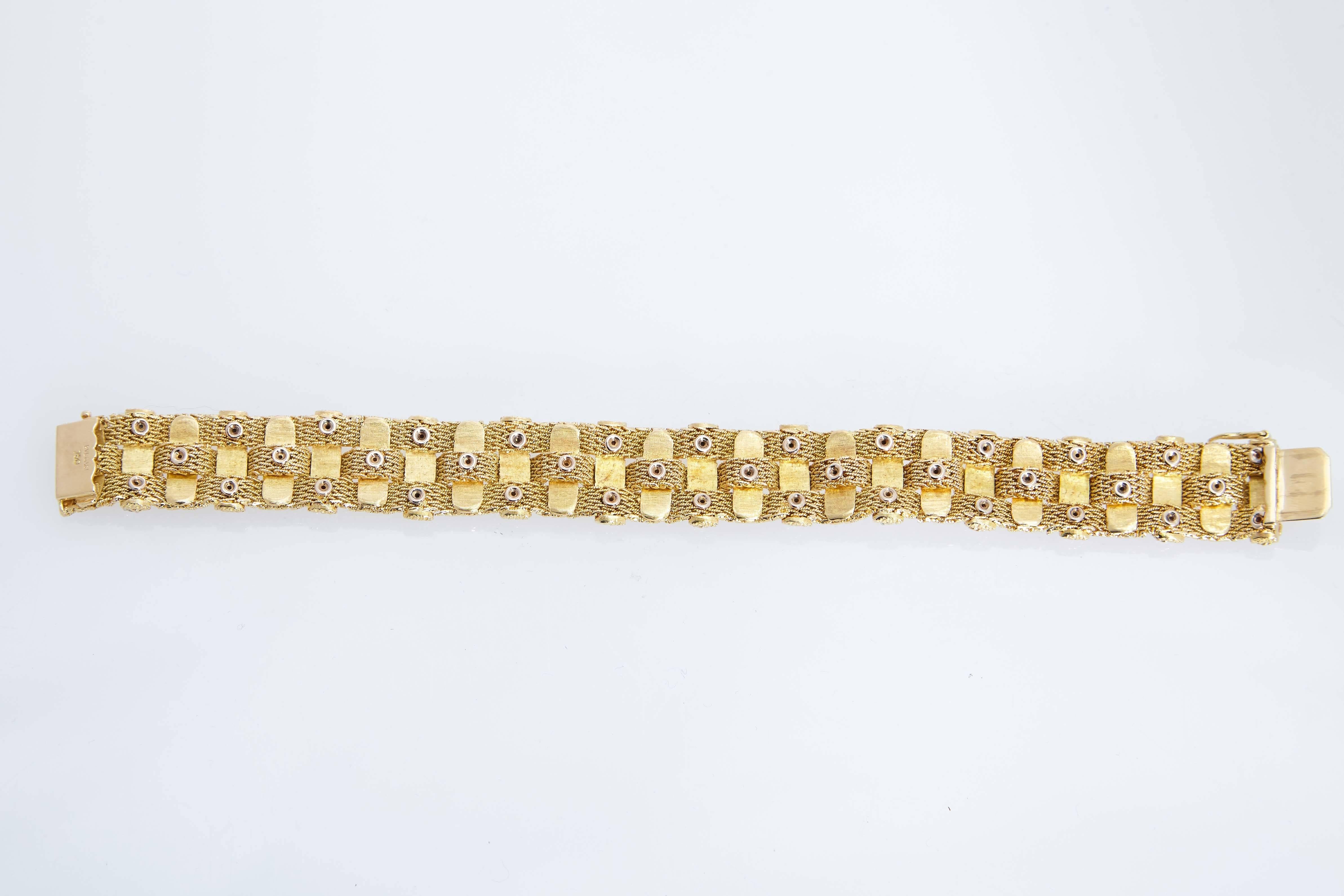 Women's Bulgari Woven Mesh Gold Diamond Bracelet For Sale