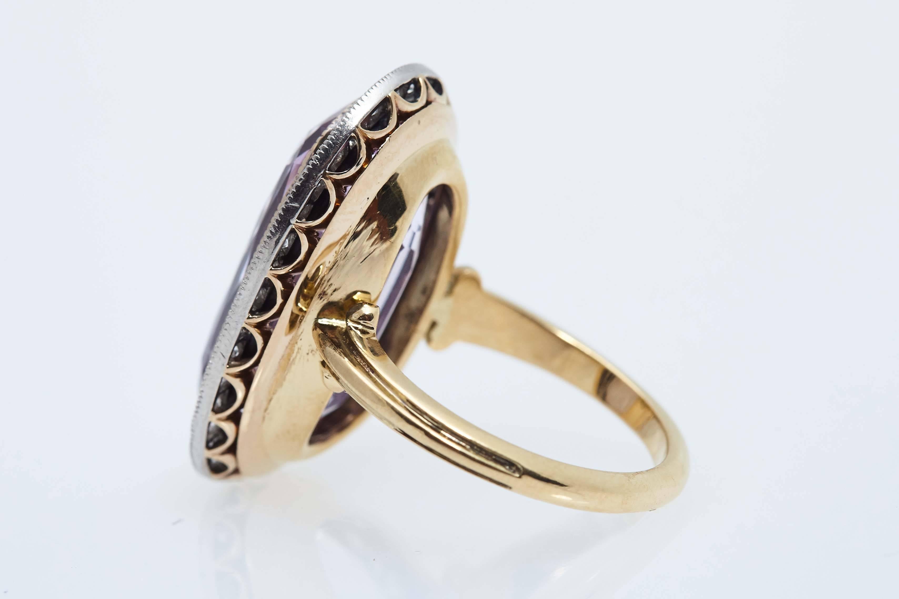 Women's Edwardian Pink Topaz Diamond Ring For Sale