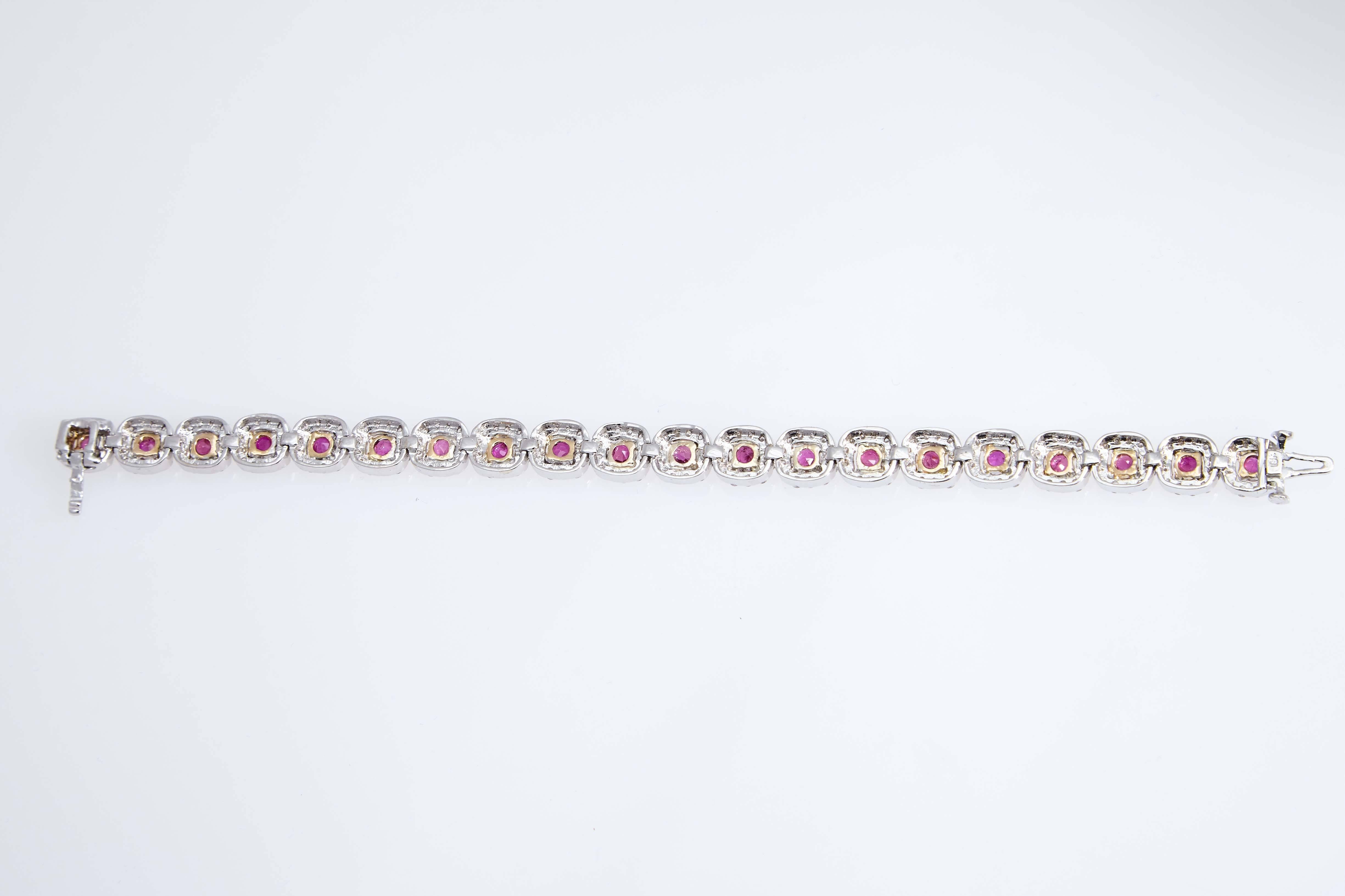 Women's Ruby Diamond Gold Bracelet For Sale