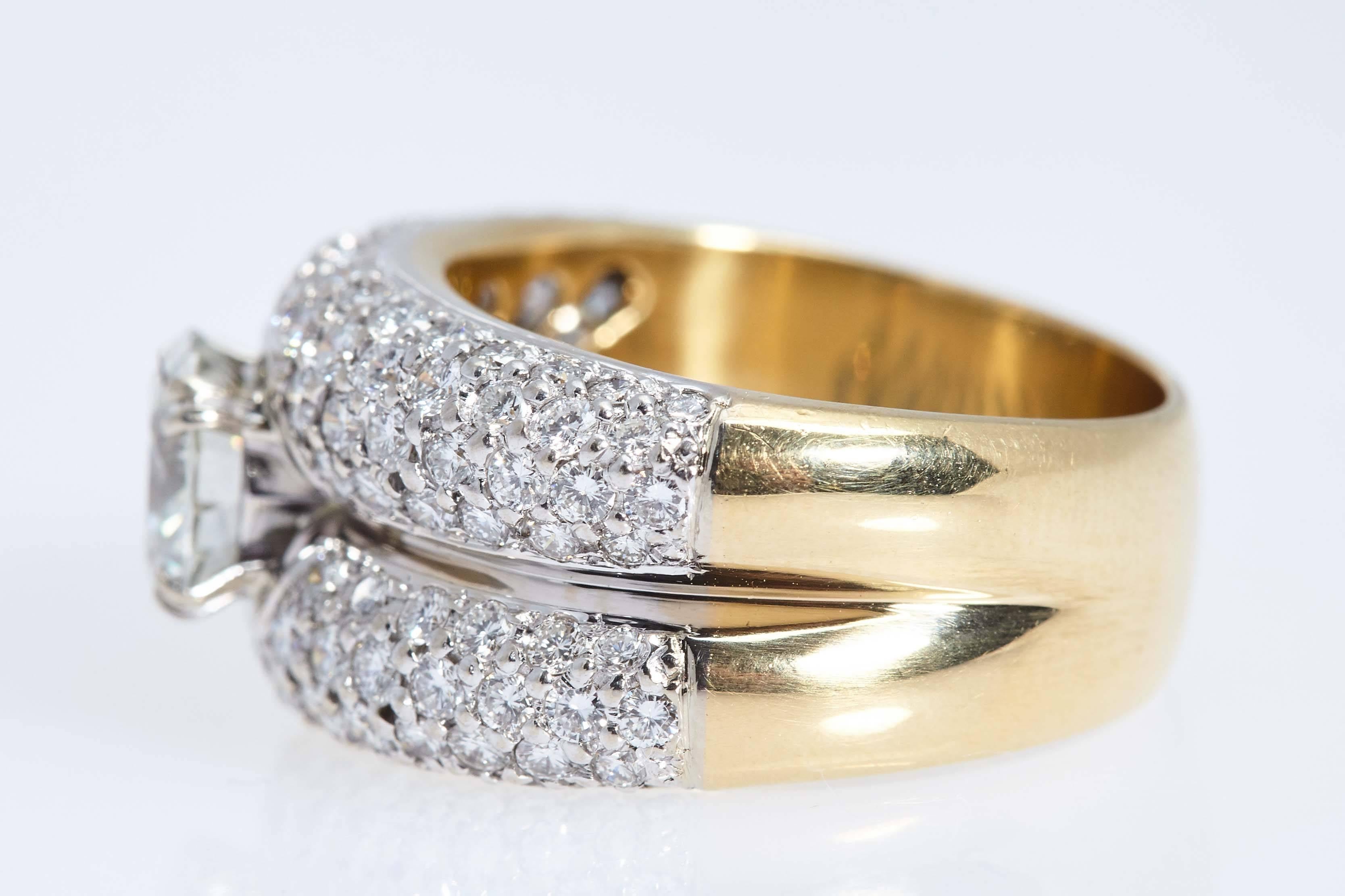 Women's Diamond Double Gold Band Ring For Sale