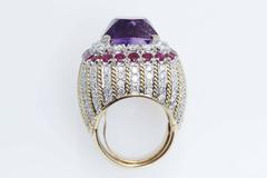 Amethyst Ruby Diamond Gold Ring