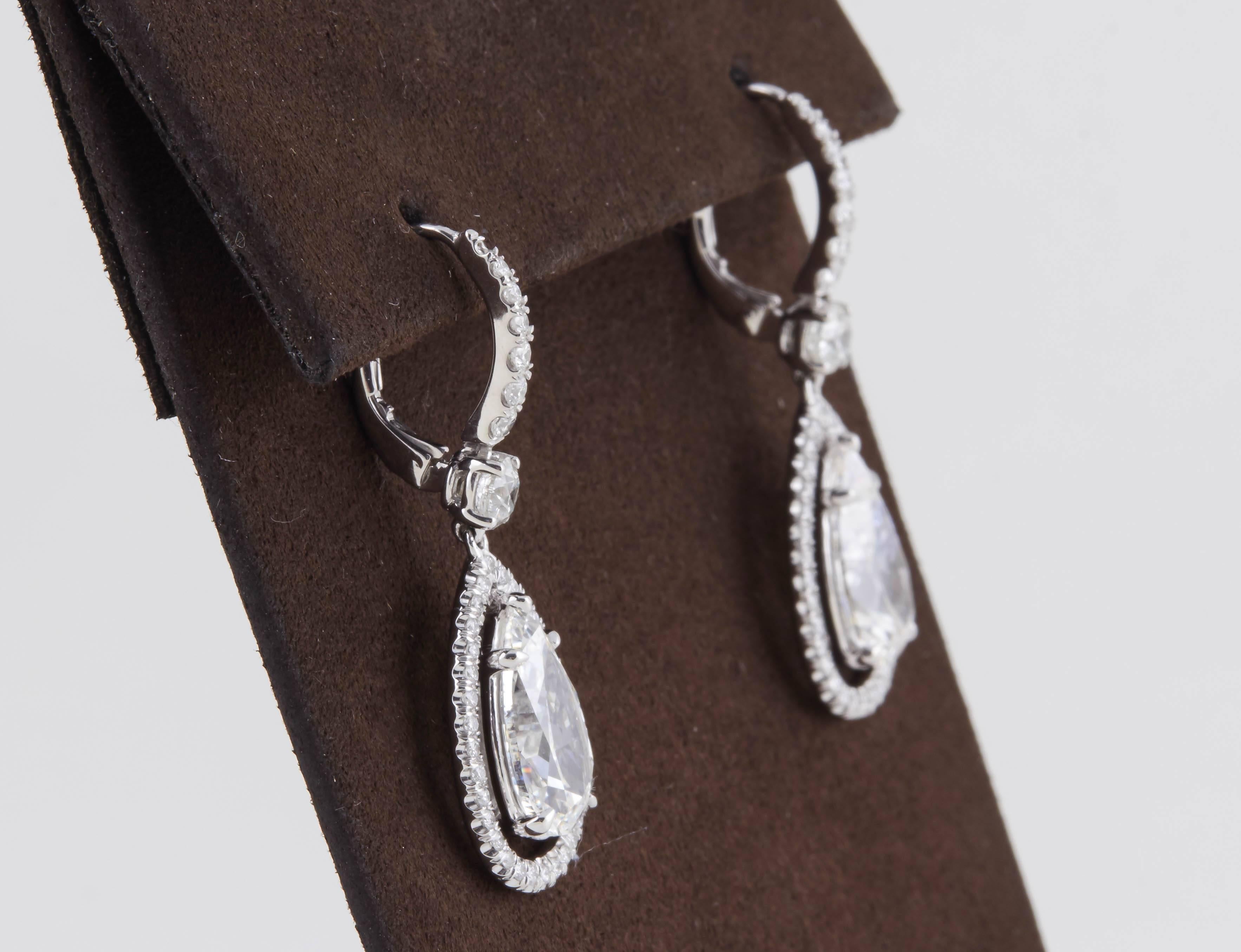 Women's GIA Certified Pear Shaped Diamond Drop Earrings