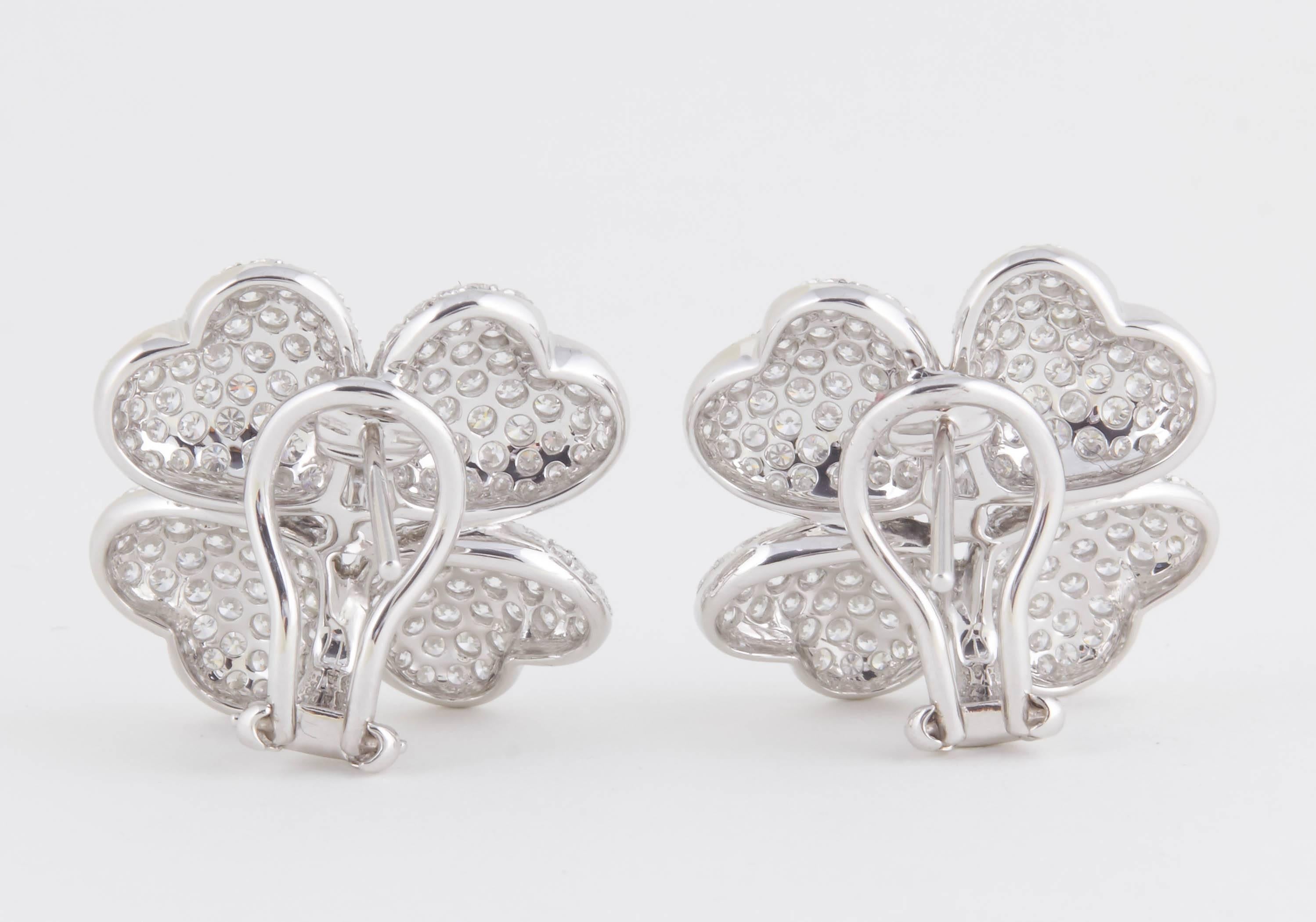 Diamond White Gold Flower Earrings 1
