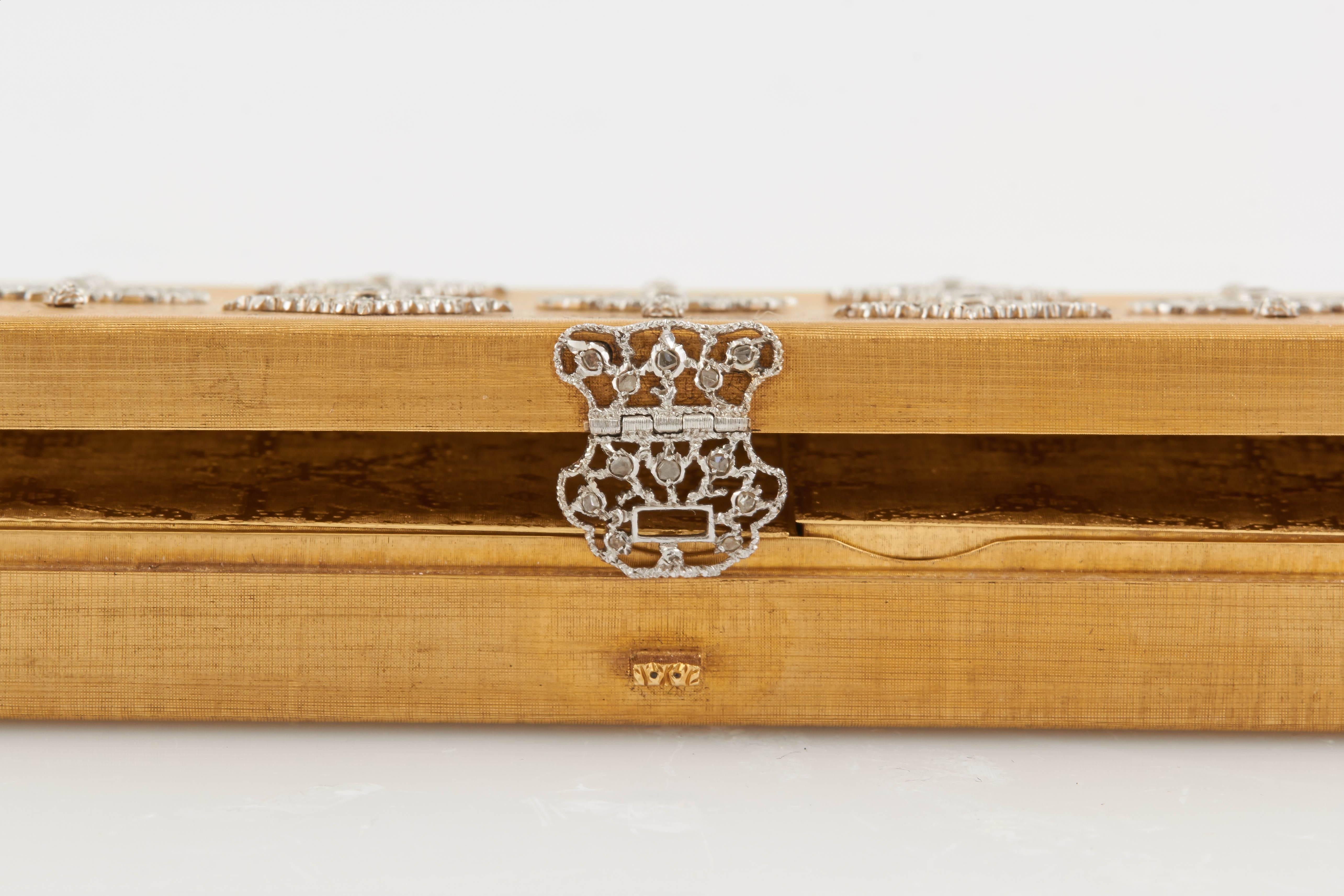 diamond 18K Gold vanity case containing lipstick holder by Mario Buccellati.