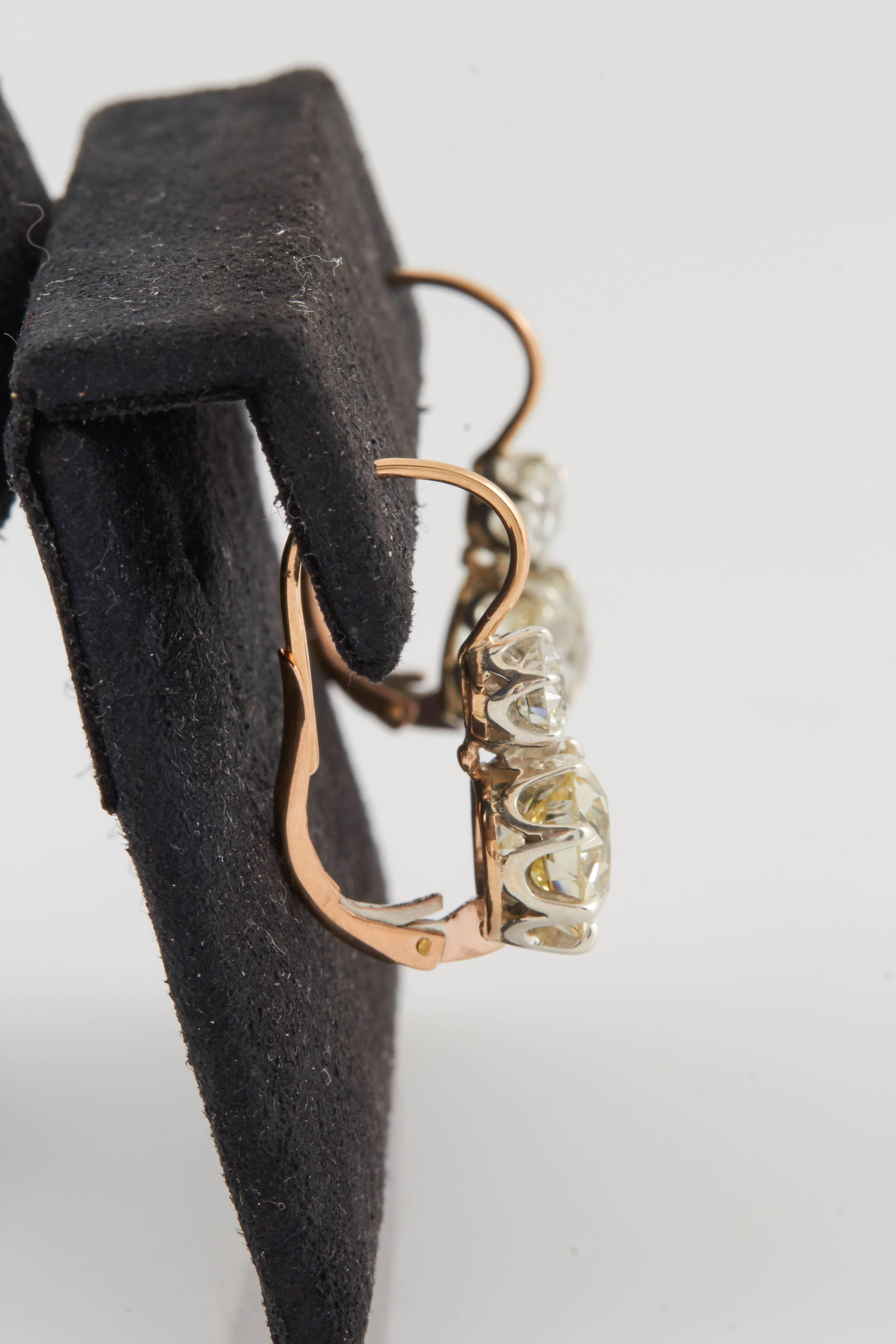 Women's Victorian Diamond Twin Drop Earrings For Sale
